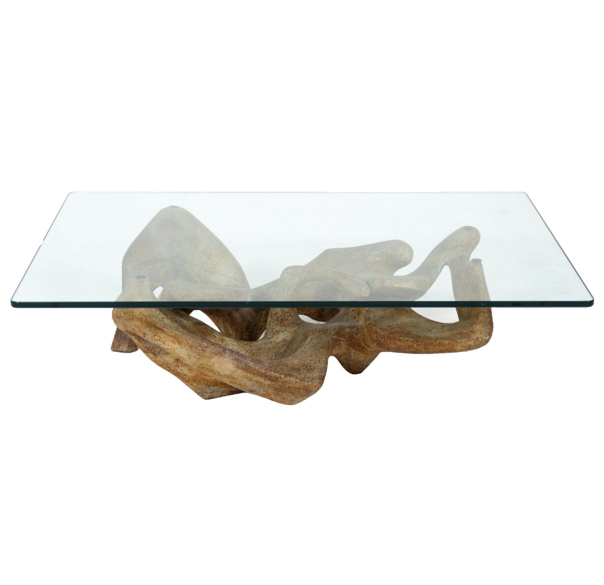 Mid Century Modern Coffee Table By Claudio Trevi, Glass And Concrete, 1970s