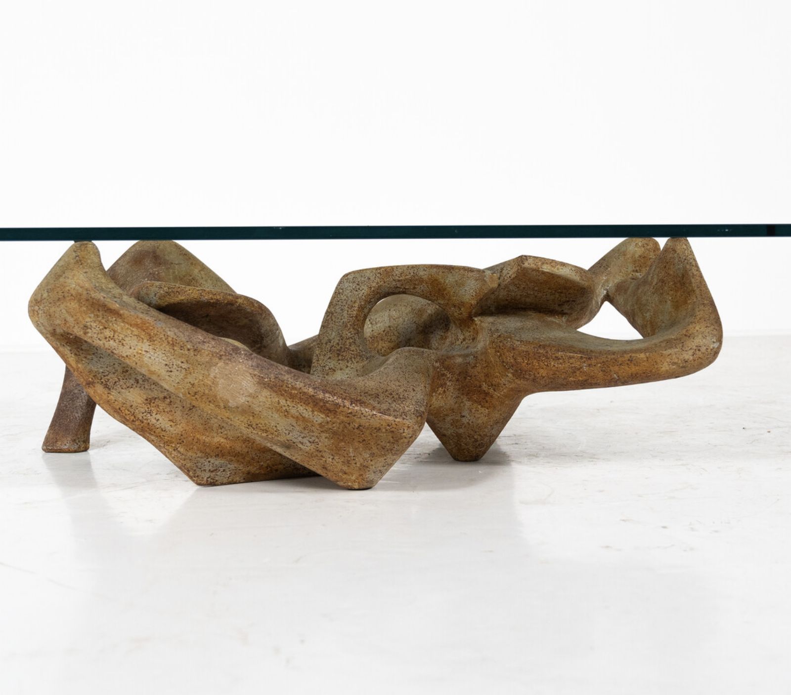 Mid Century Modern Coffee Table By Claudio Trevi, Glass And Concrete, 1970s photo for sale