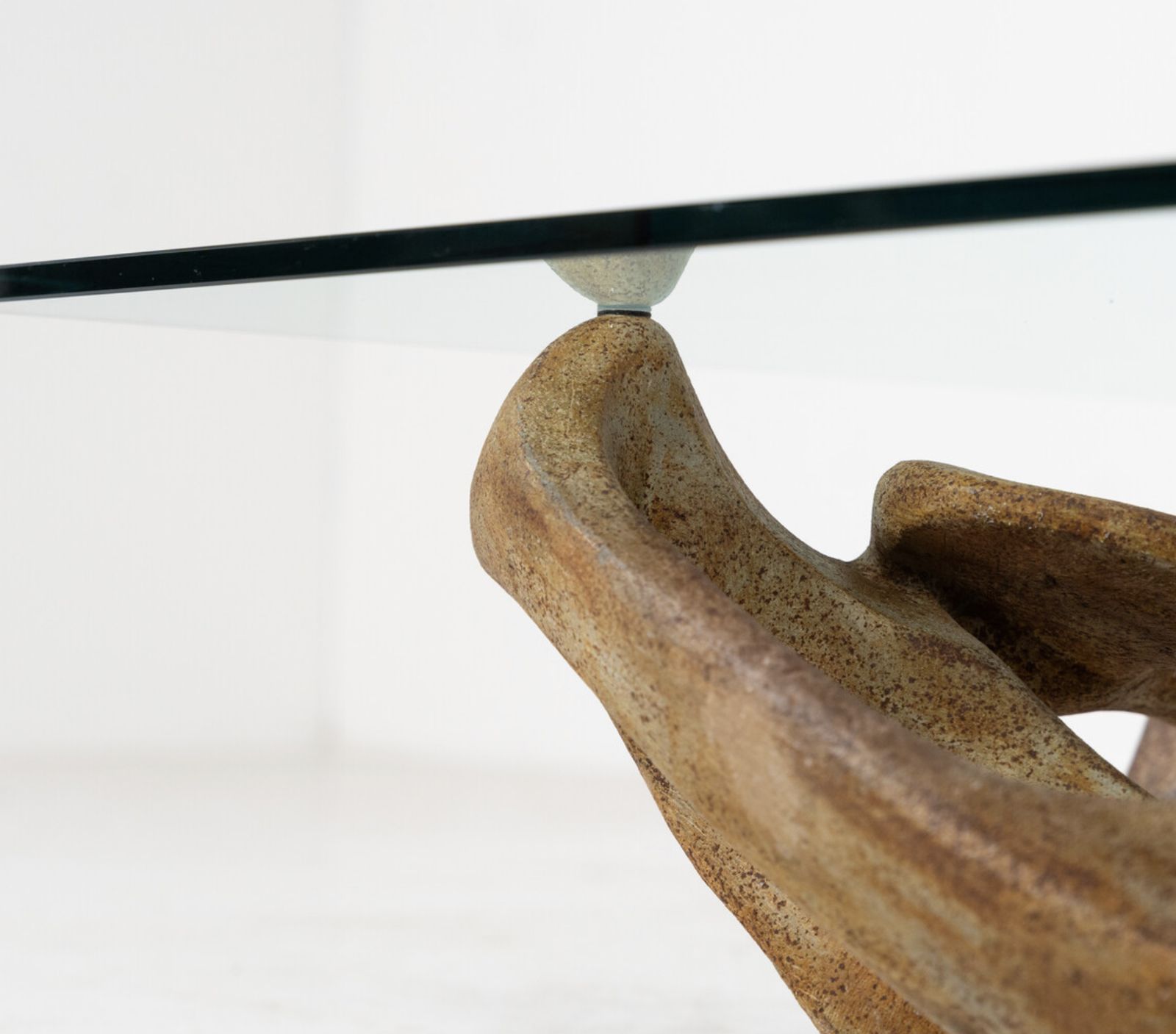Mid Century Modern Coffee Table By Claudio Trevi, Glass And Concrete, 1970s photo vinterior