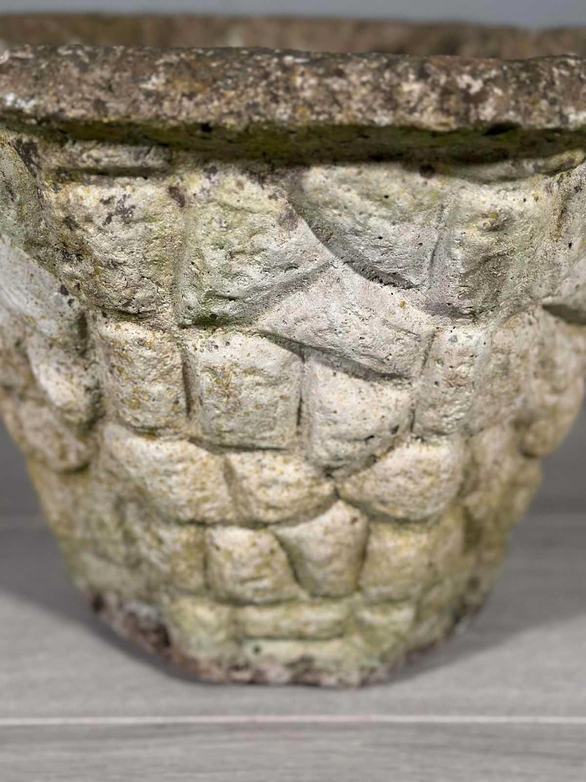 Pair Of Vintage Weathered Composite Stone Planters photo vintage