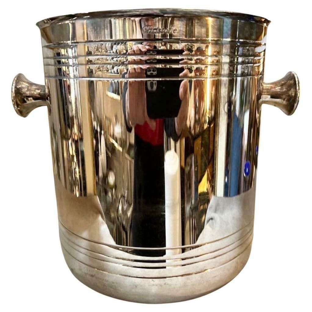1980s Modernist Silver Plated French Wine Cooler By Christofle