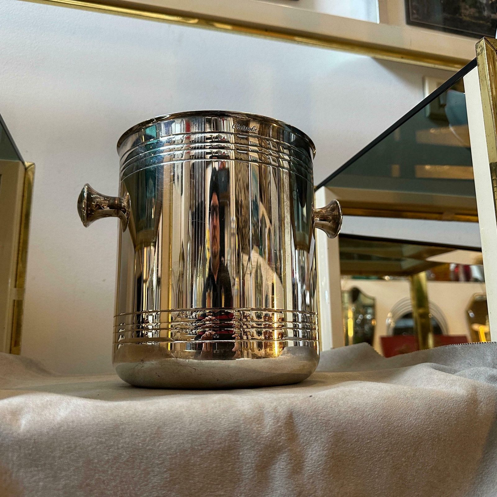 1980s Modernist Silver Plated French Wine Cooler By Christofle photo Home Decor