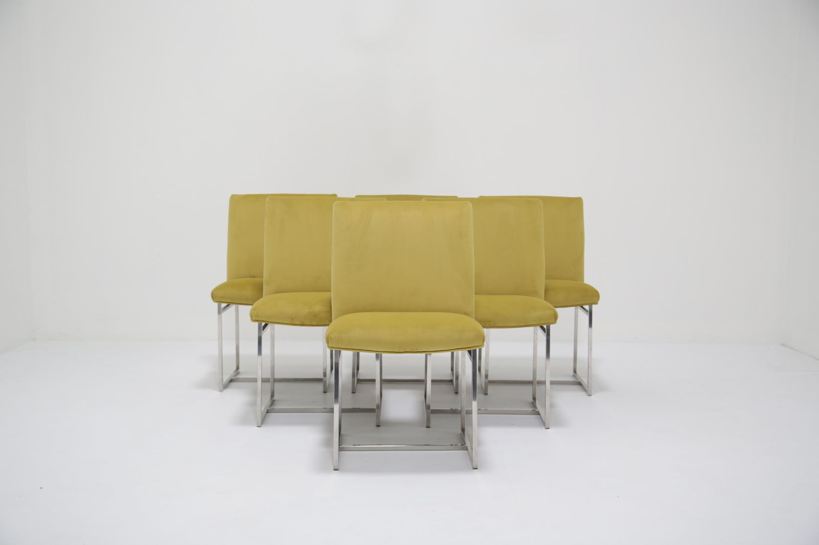 Set Of 6 Upholstered Dining Chairs, Attributed To Milo Baughman, USA, 1970s. photo for sale