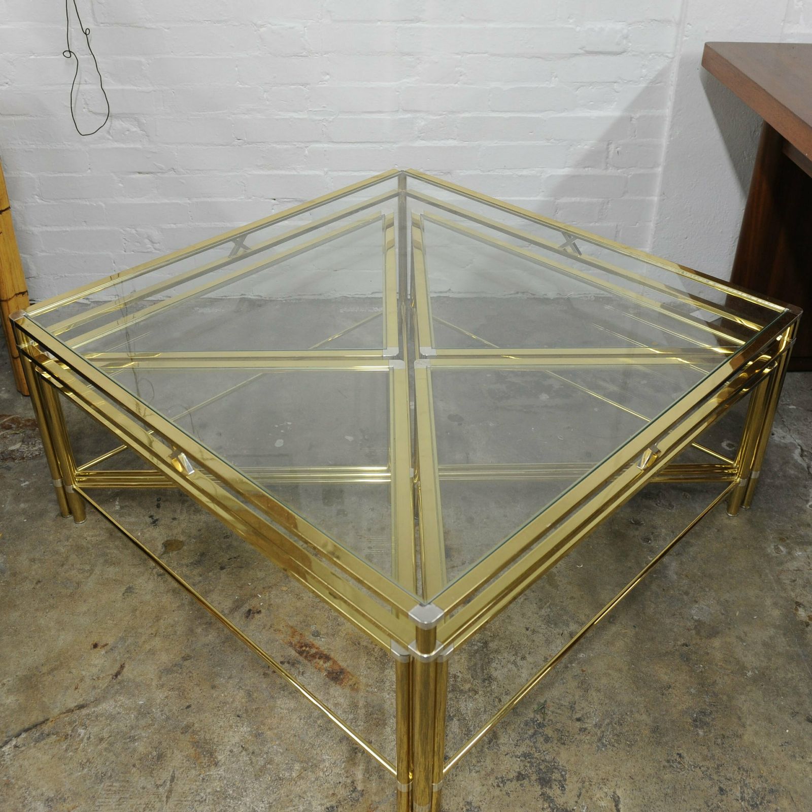 photo for sale Bicolour Hollywood Regency Glass Coffee Table With Nest, 1970s