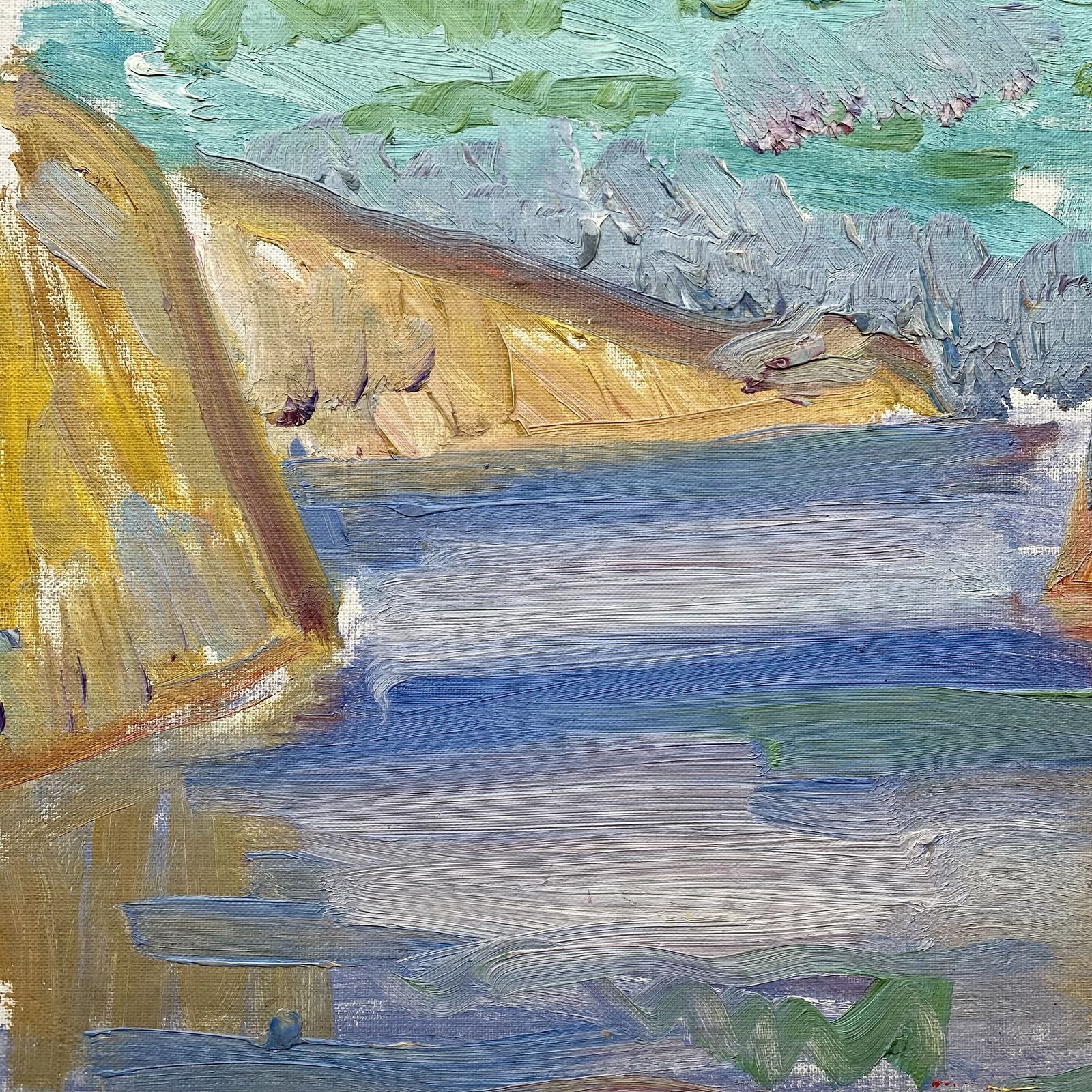 Swedish Mid Century Coastal Landscape Painting By Arne Roland Andersson photo furniture