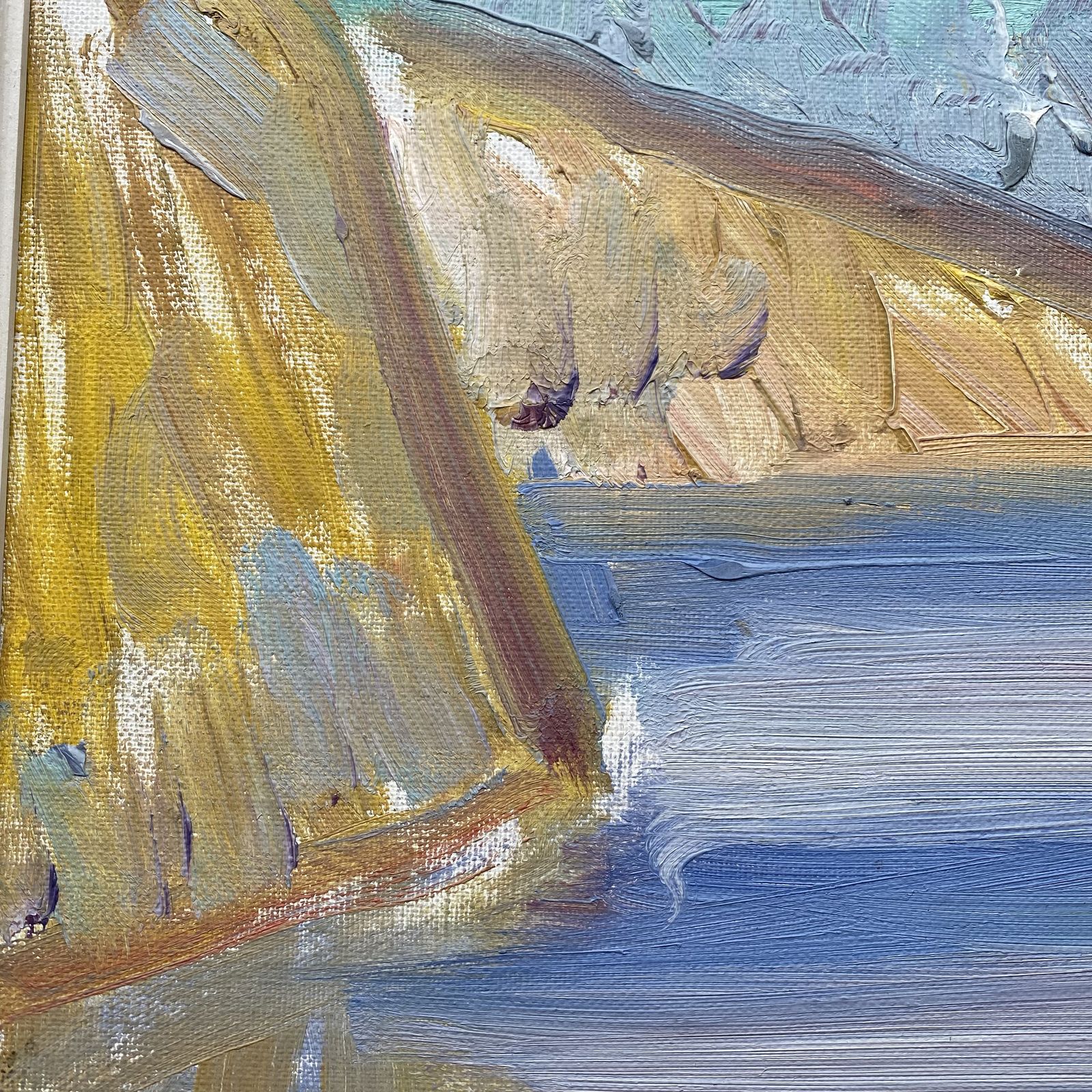 Swedish Mid Century Coastal Landscape Painting By Arne Roland Andersson photo vintage