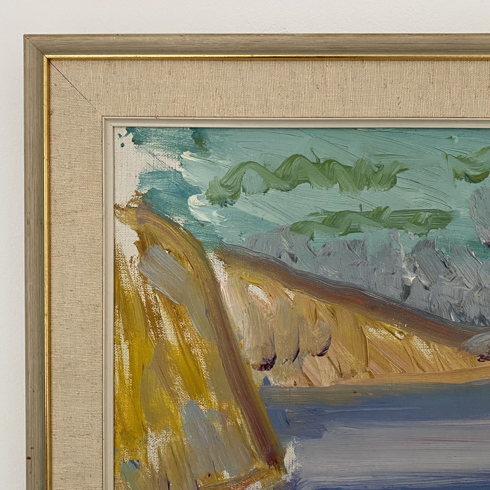 Swedish Mid Century Coastal Landscape Painting By Arne Roland Andersson photo for sale