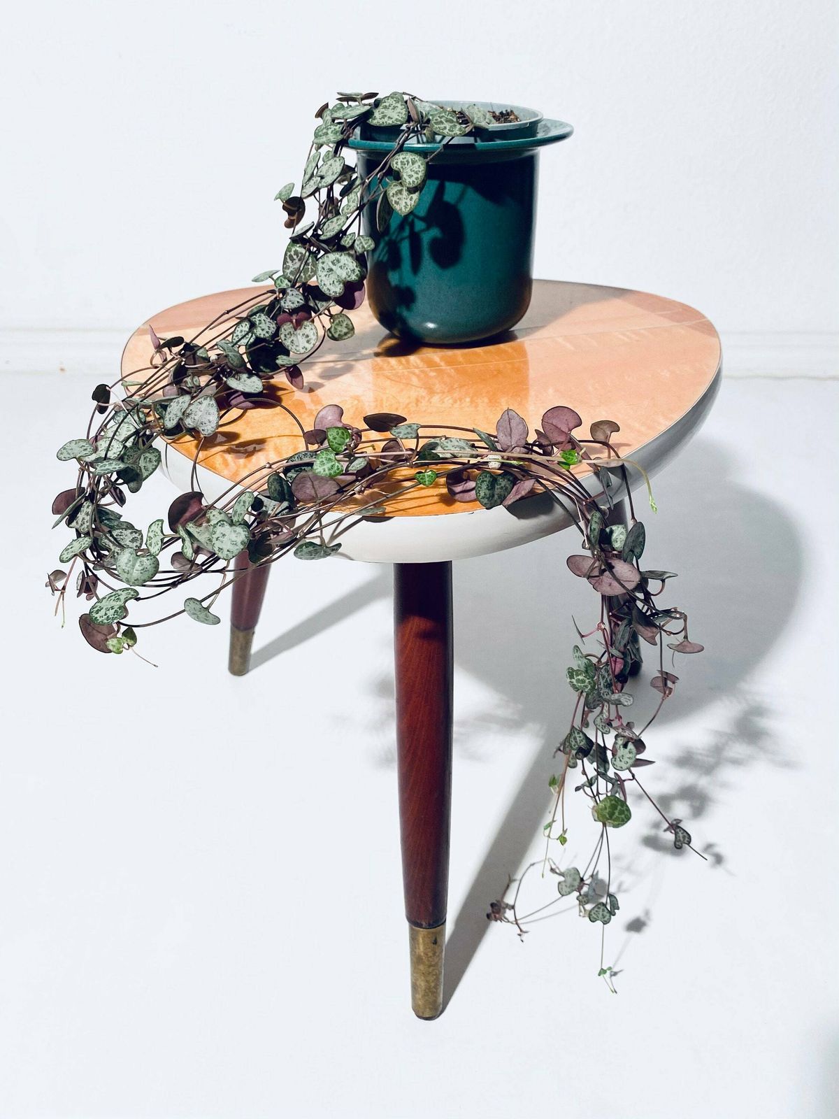 Elegant Mid Century Wooden Planter Table / 1950s 1960s Rockabilly Style photo furniture