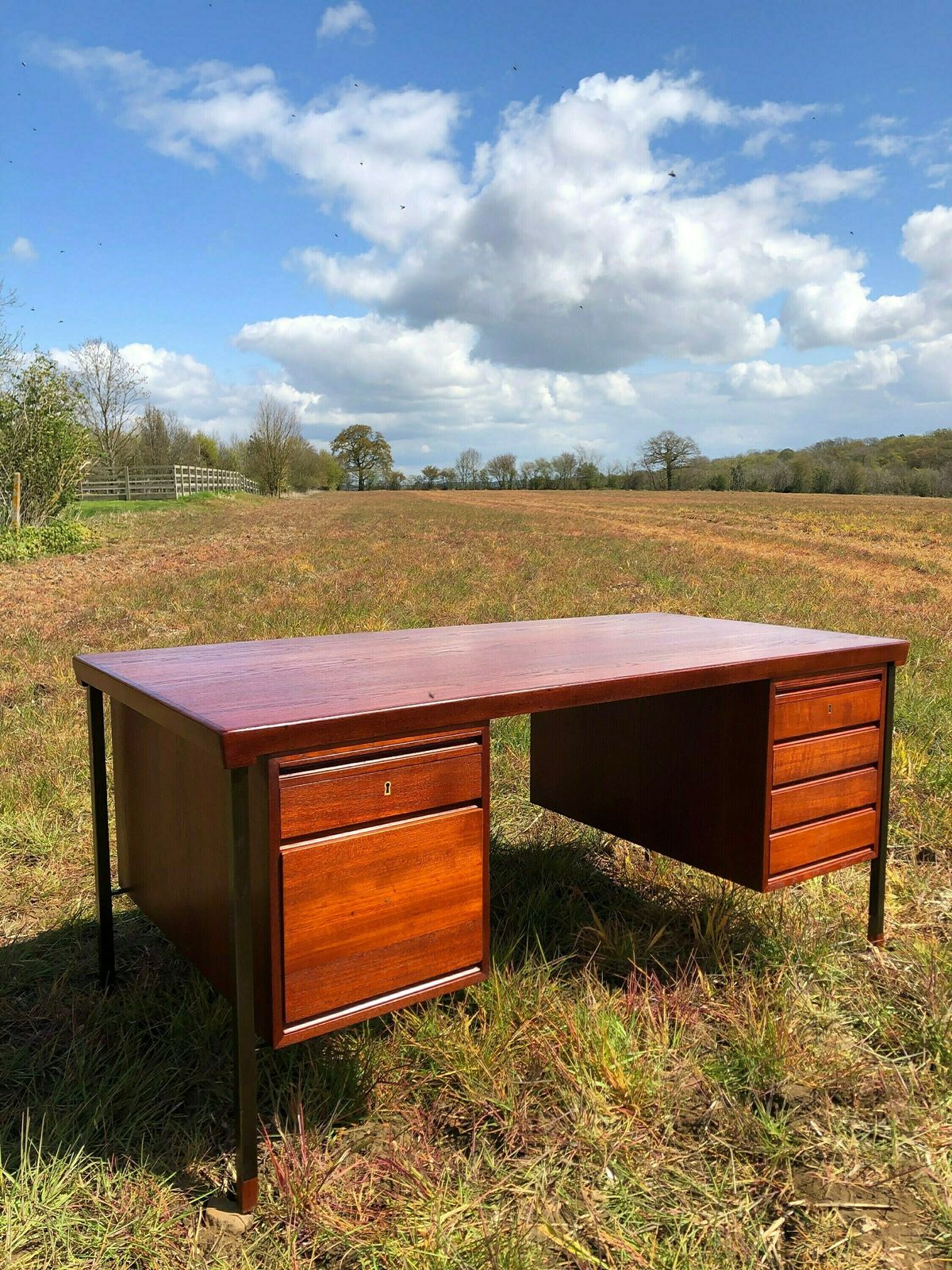 Mid Century Modern Danish Teak Partners Desk By Peter Hvidt & Orla Mølgaard Nielsen For Søborg, Denmark, 1950s photo furniture