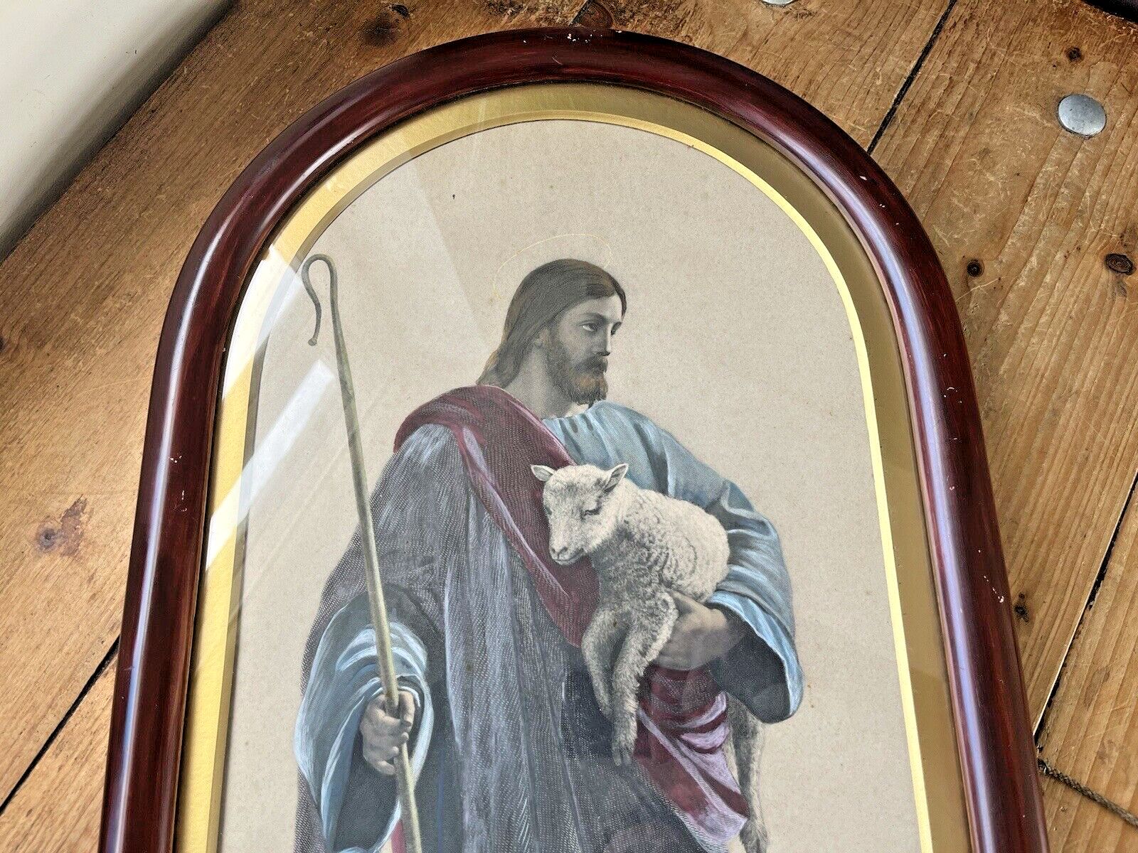 photo for sale 2 Framed Antique Pre Raphaelite Jesus Religious Ecclesiasrical Prints Light Of The World William Holman Hunt The Good Shepherd William Dobson