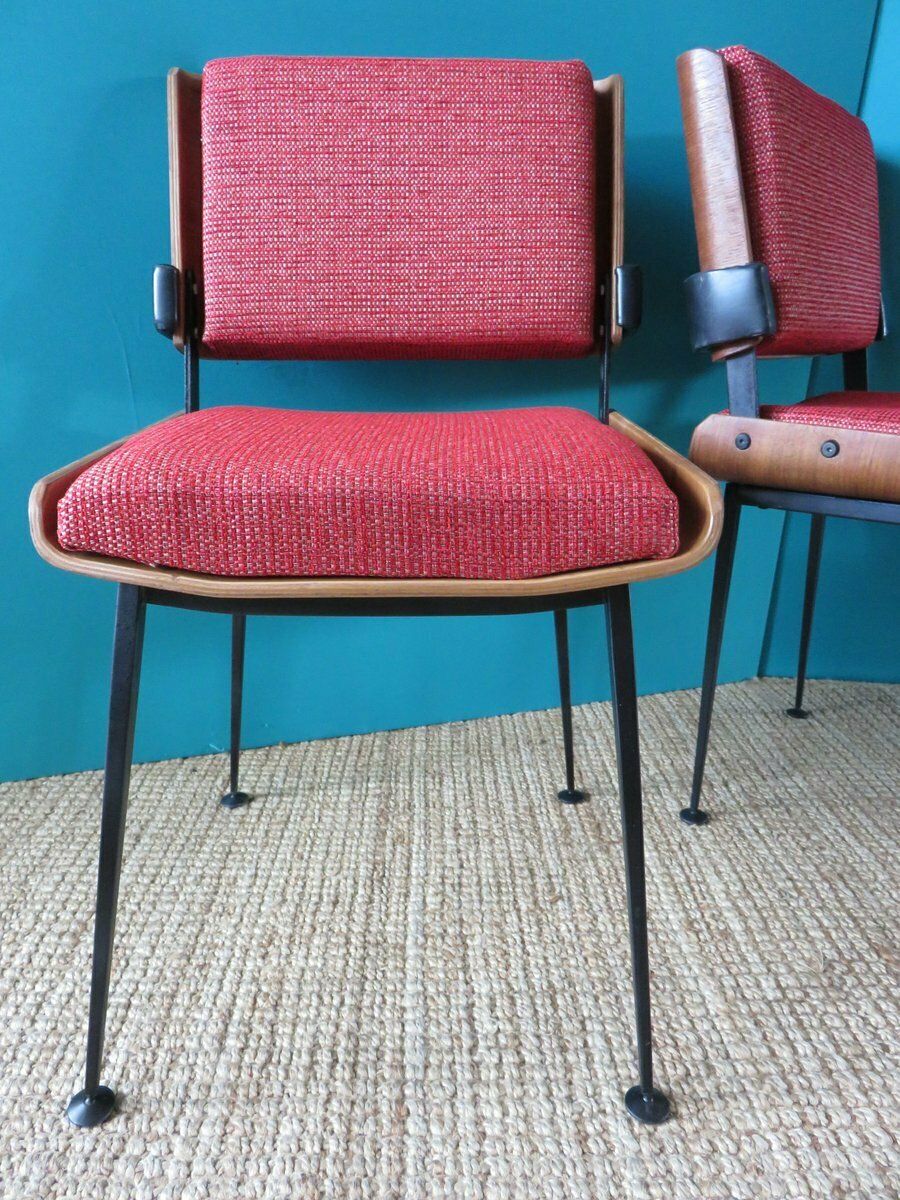 Red Fabric Chair By Alain Richard, 1970s