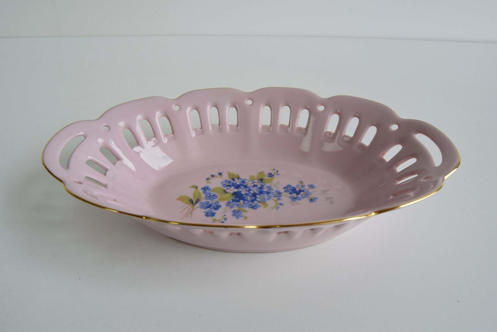 Vintage Pirken Hammer 1803 Bowl, Pink Porcelain Czechoslovakia, Circa 1980's. photo for sale
