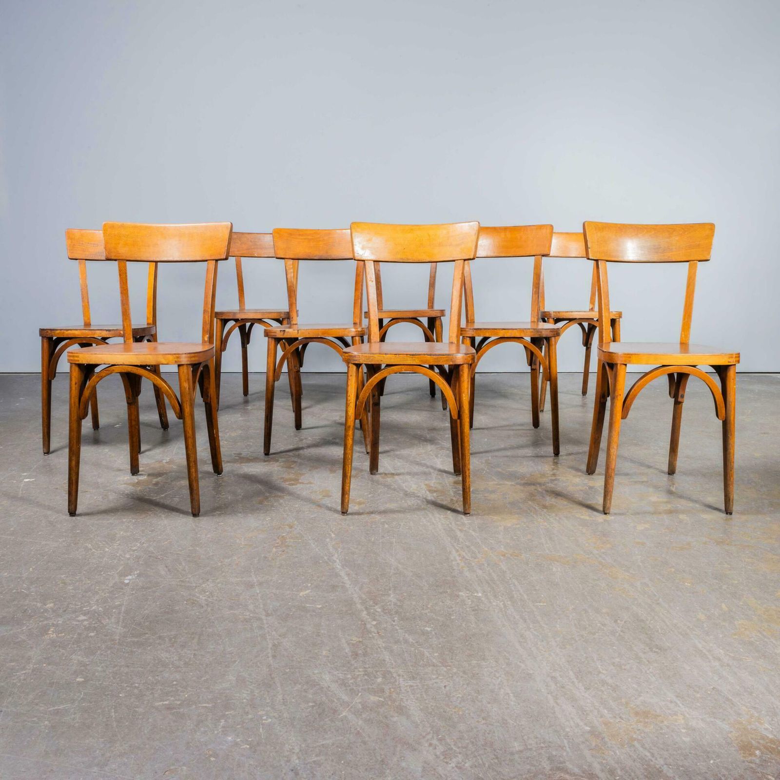 50’s Honey Colour Baumann Bentwood Dining Chairs – Set Of Nine