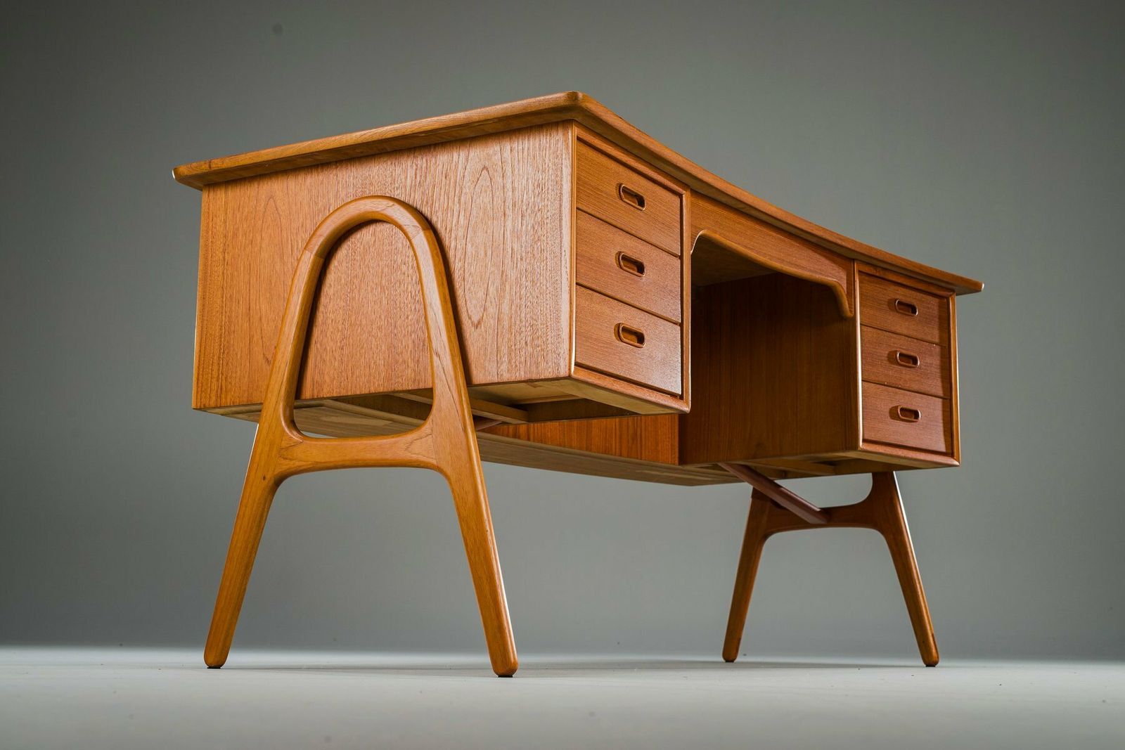 photo for sale Danish Mid Century Teak Desk By Svend åge Madsen For Sigurd Hansen, 1950s