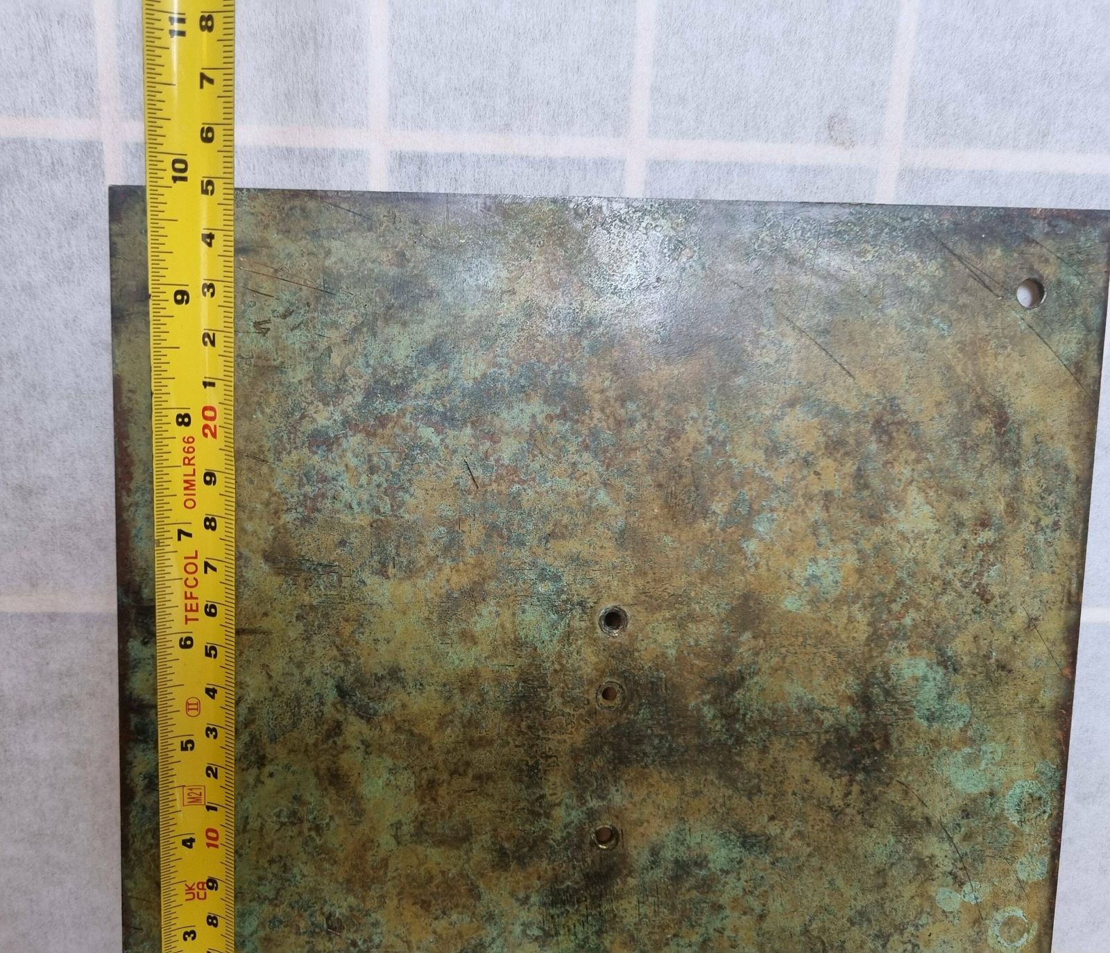 Antique Sundial Plaque Bronze Signed Chas Dobfon Bath Heavy Verdigris English photo vinterior