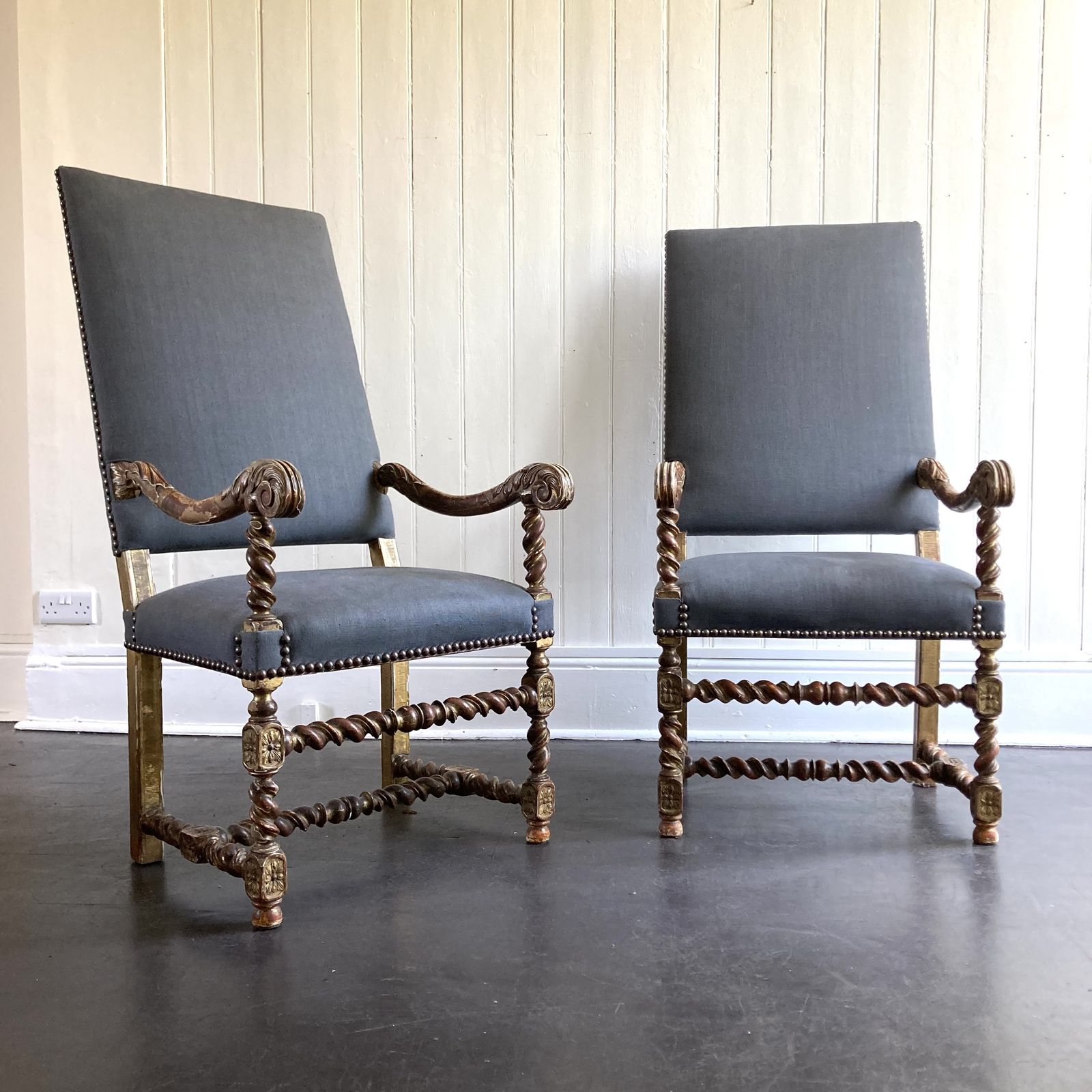 Pair Of Tall Baroque Style Armchairs photo Furniture