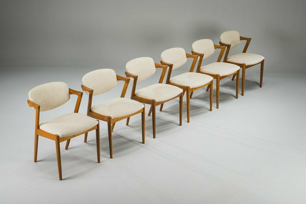 Dining Chairs Model 42 In Teak & Wool By Kai Kristiansen For Schou Andersen, 1960s, Set Of 6 photo Furniture