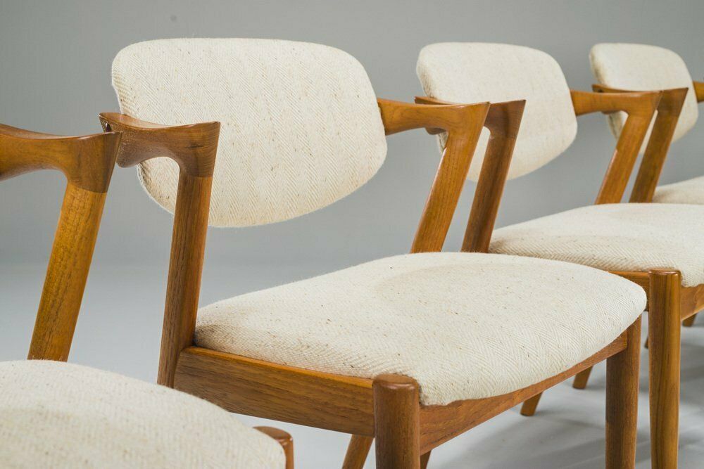 Dining Chairs Model 42 In Teak & Wool By Kai Kristiansen For Schou Andersen, 1960s, Set Of 6 photo 5285.0