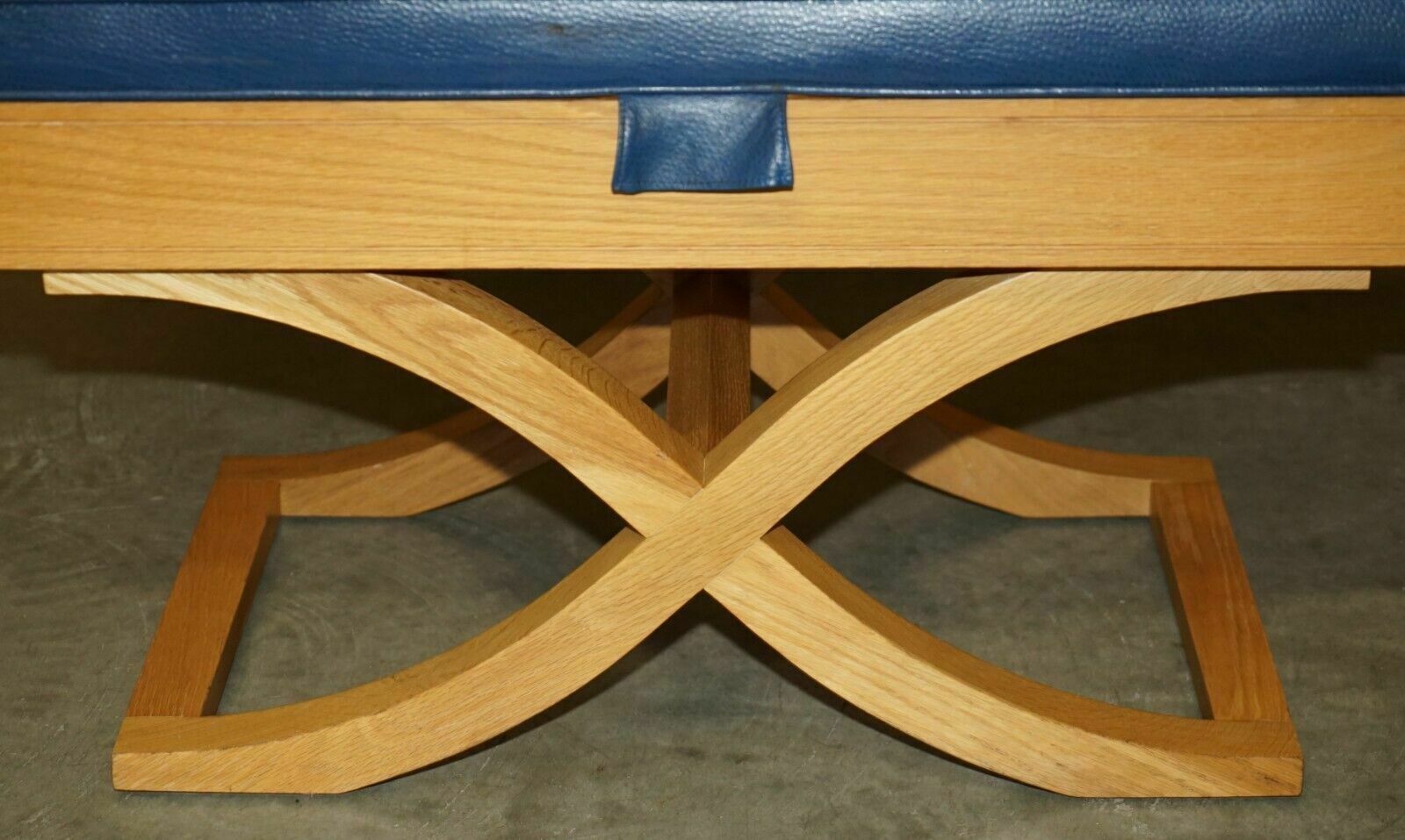 Exquisite David Linley Ostrich Leather Satinwood Hall Bench Seat Luggage Rack photo buy