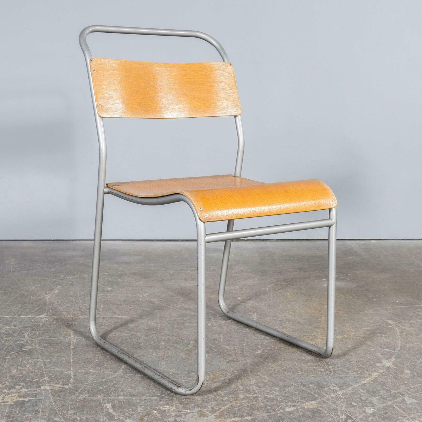 1950’s Pel Tubular Grey Metal Dining Chairs photo for sale