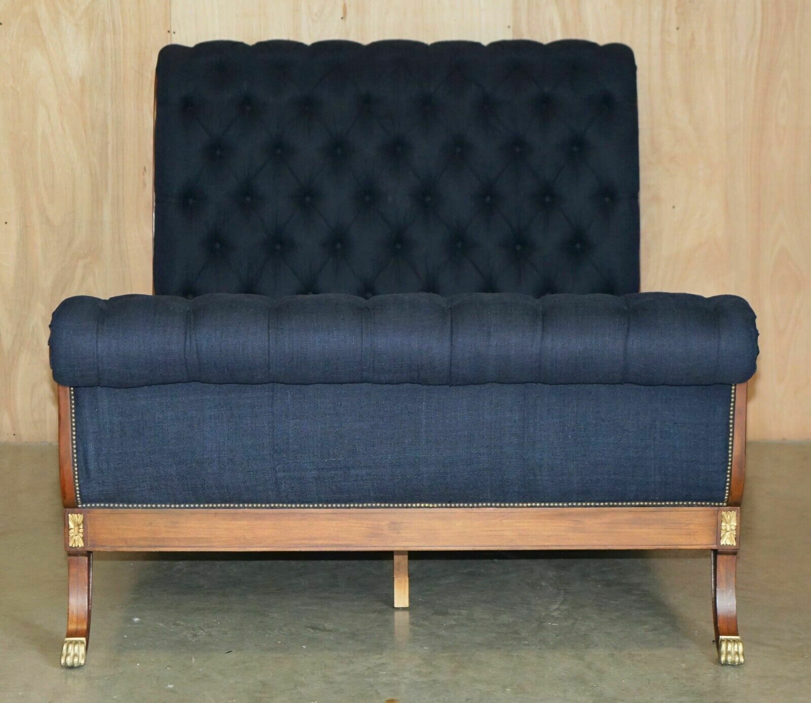 Exquisite Limited Edition Ralph Lauren Rue Royale Chesterfield Tufted Sleigh Bed photo furniture