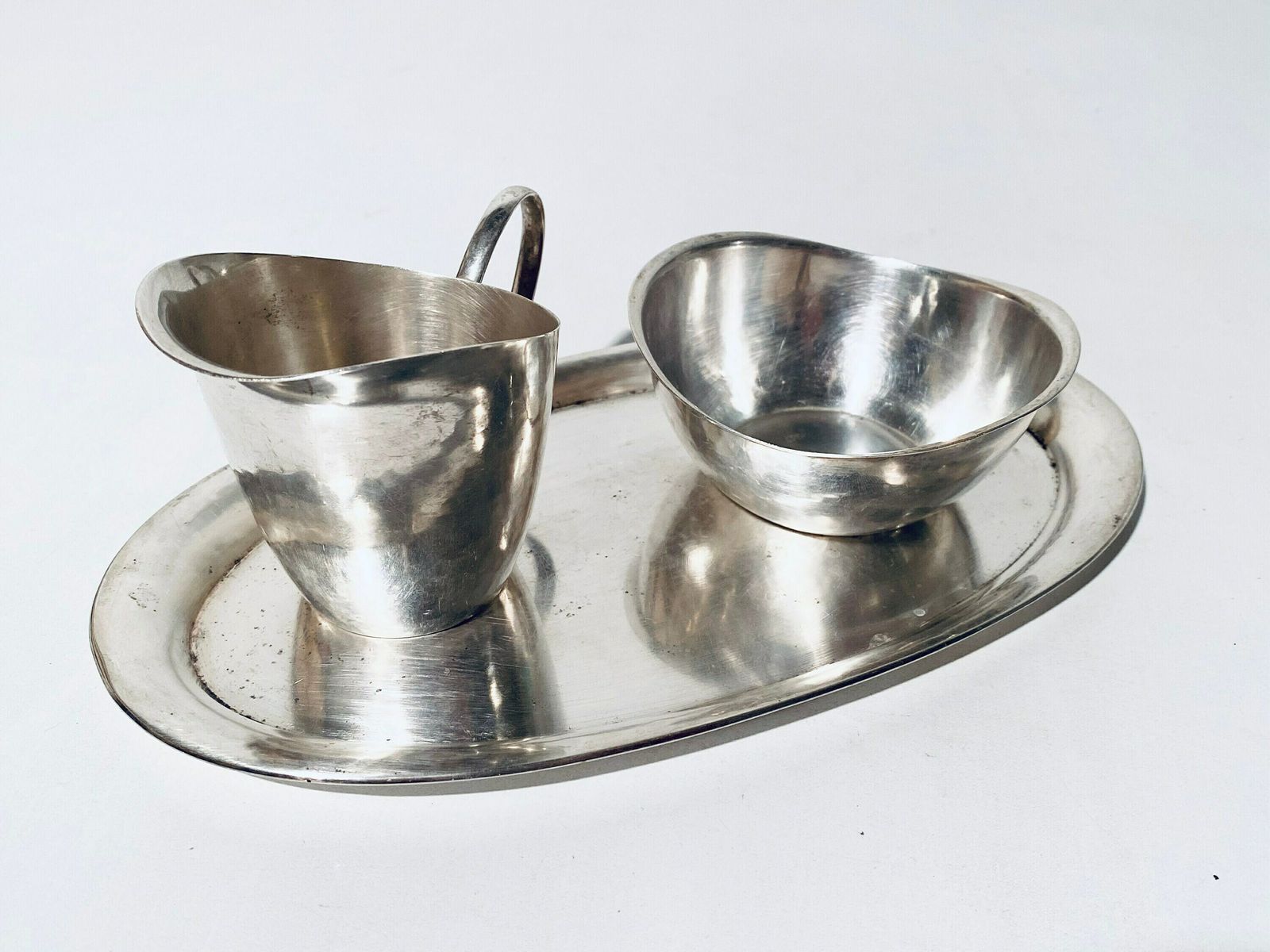 Wmf Mid Century Silver Sugar Bowl & Milk Jug With Tray Set / Vintage Kitchen Decor 1950s