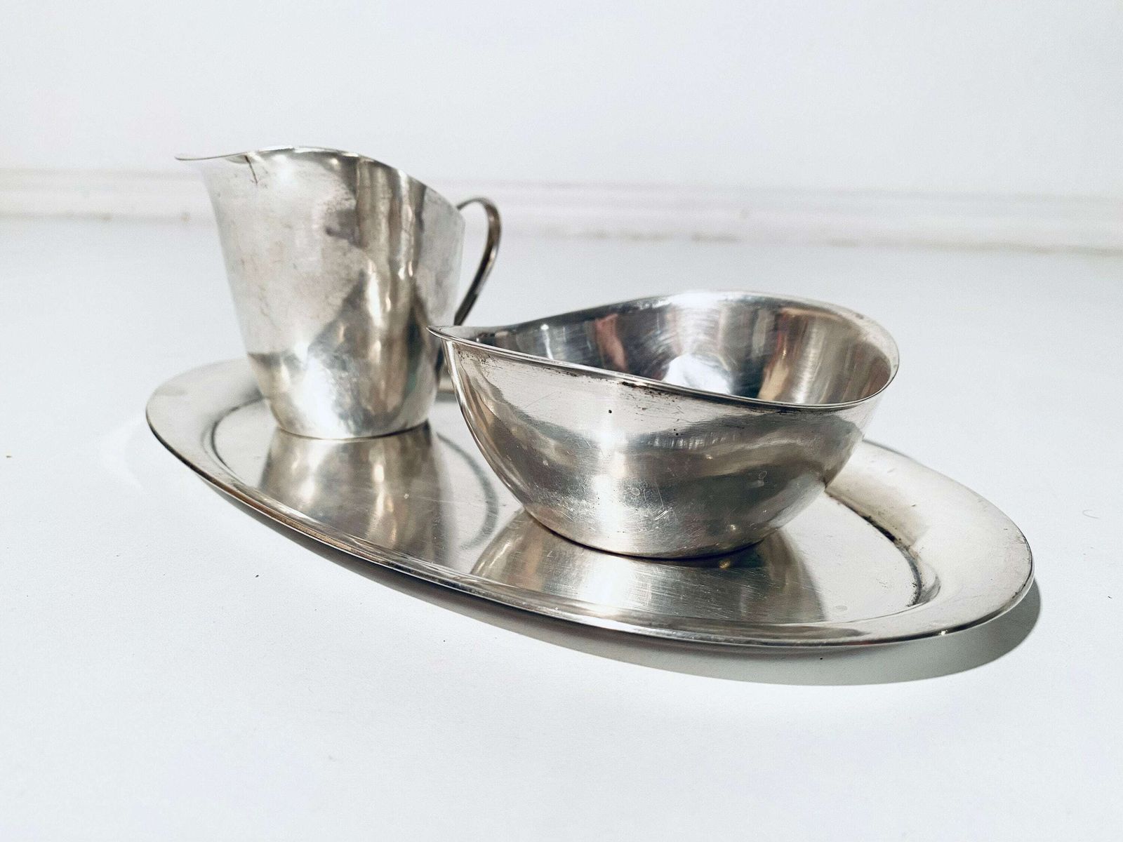 Wmf Mid Century Silver Sugar Bowl & Milk Jug With Tray Set / Vintage Kitchen Decor 1950s photo furniture