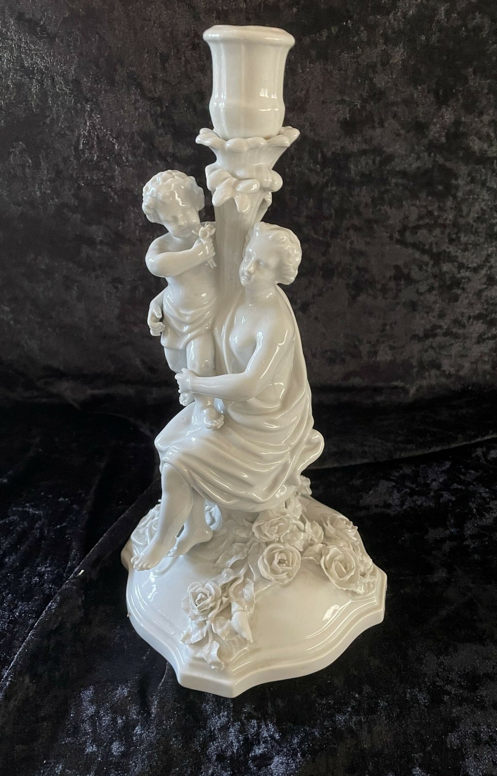 Pair Of C19th Blanc De Chine Porcelain Candlesticks By Sitzendorf photo 395.0