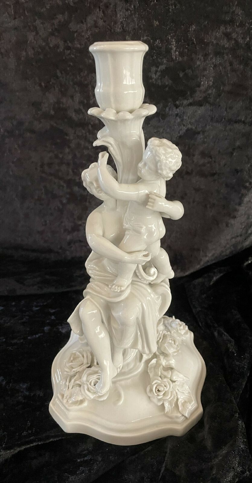Pair Of C19th Blanc De Chine Porcelain Candlesticks By Sitzendorf photo buy