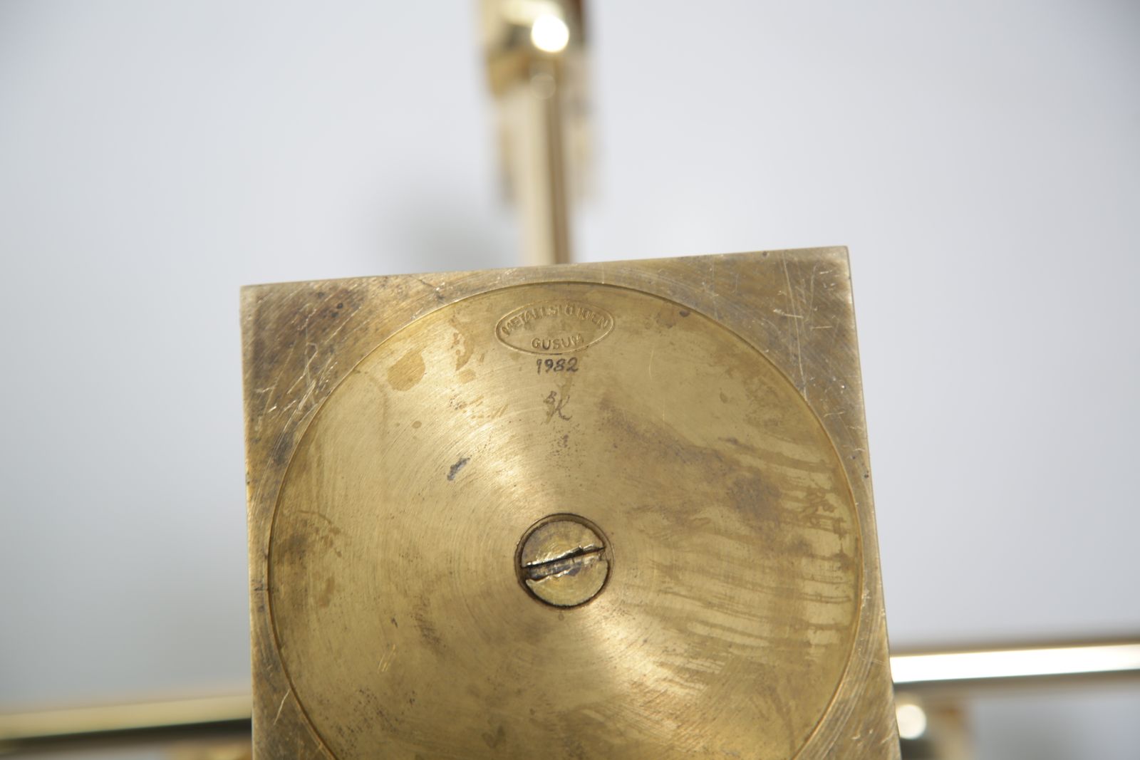 Brutalist Brass 9 Arm Candelabra By Lars Bergsten For Gusum, Sweden, 1982. photo for sale