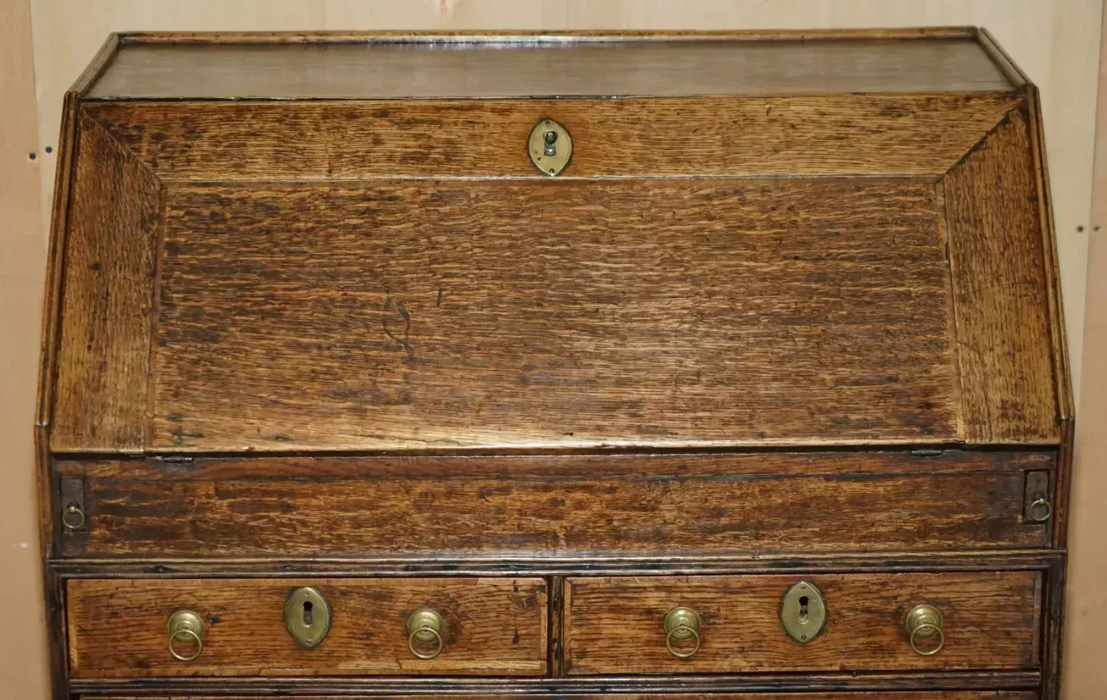 Exquisite Early Georgian Circa 1760 Writing Bureau Desk With Green Leather Top photo for sale
