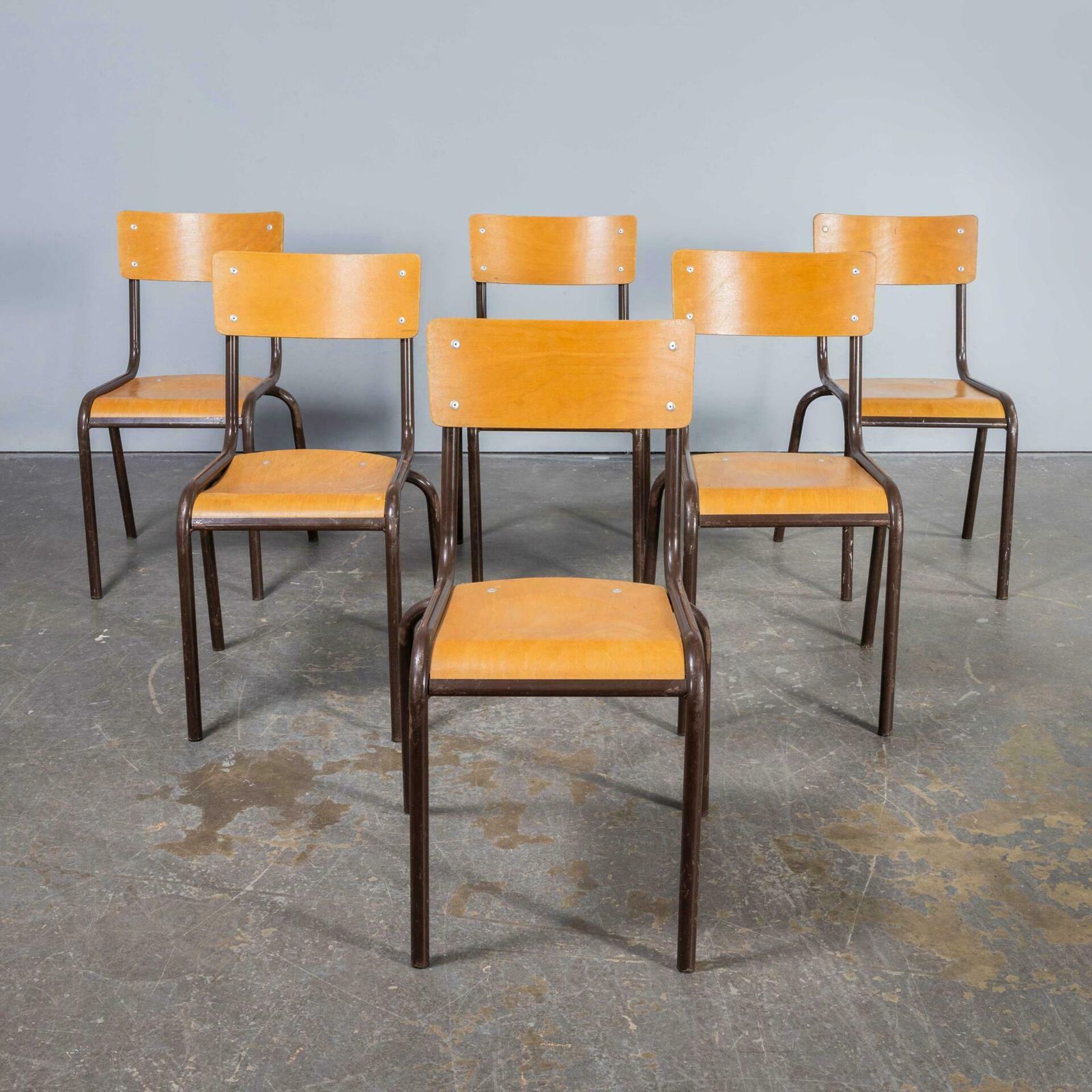 1960’s French Mullca Stacking – Dining Chairs – Brown Model 510