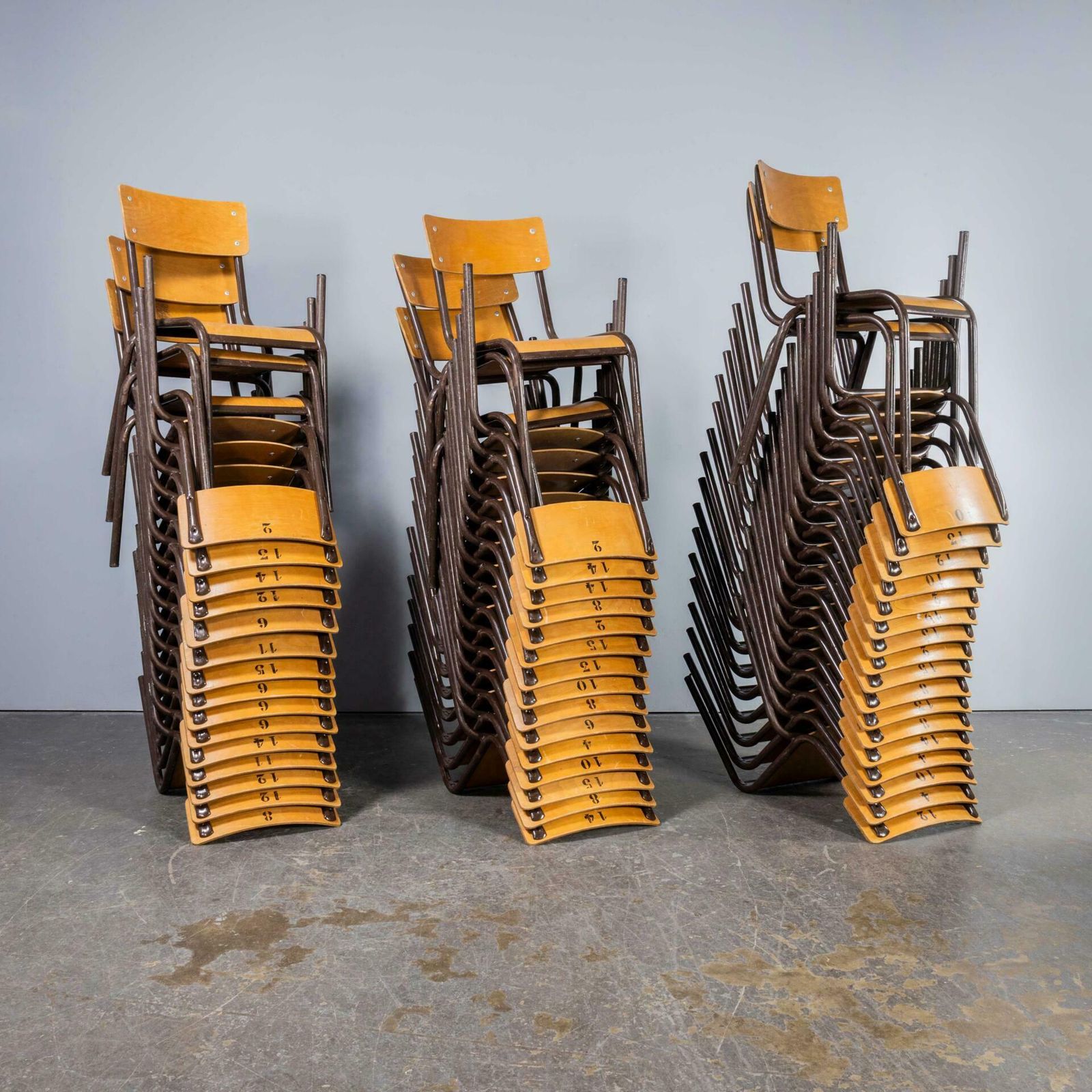 1960’s French Mullca Stacking – Dining Chairs – Brown Model 510 photo furniture
