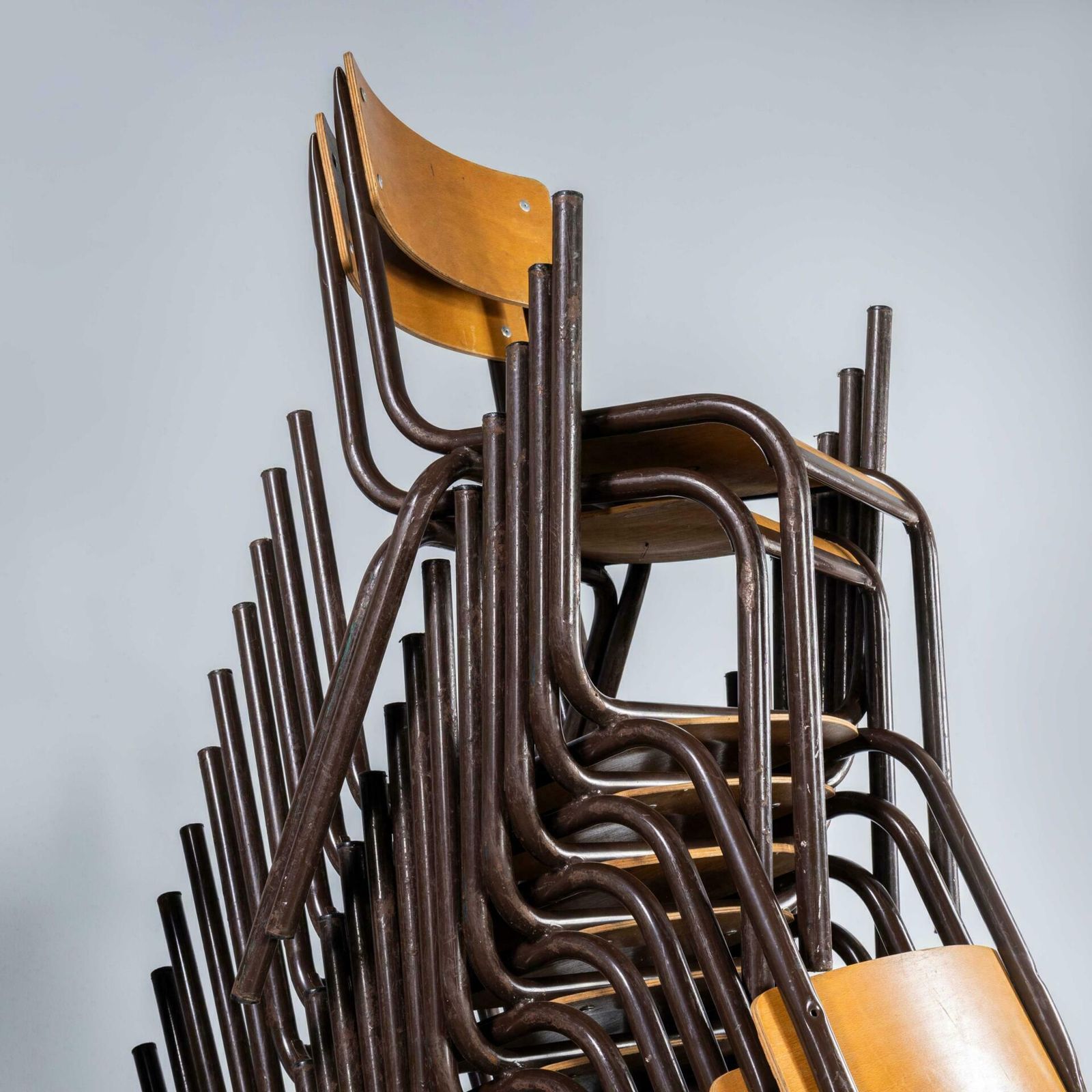 1960’s French Mullca Stacking – Dining Chairs – Brown Model 510 photo buy