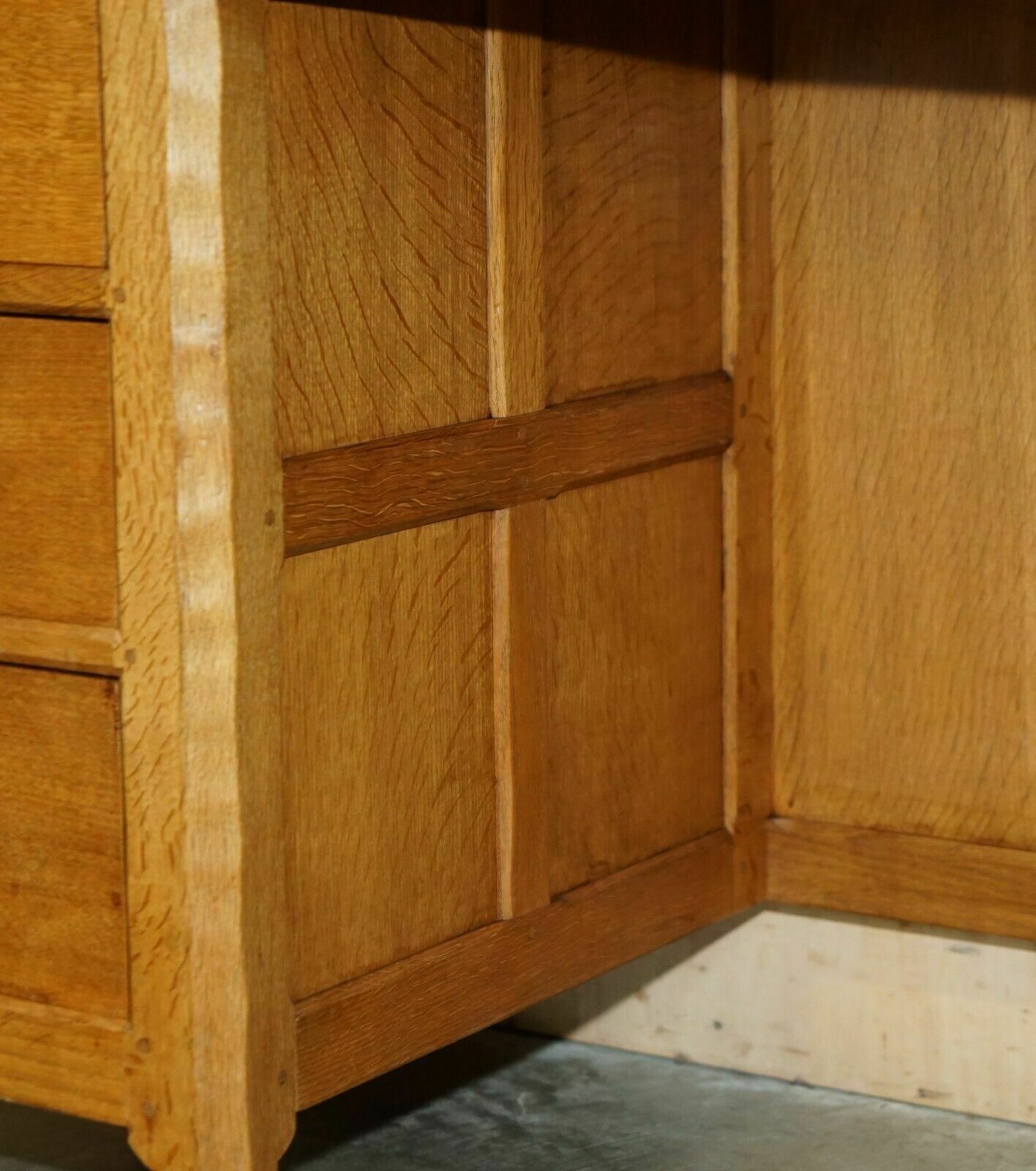 Furniture Vintage Circa 1970's Robert Mouseman Thompson English Pedestal Desk Adazed Top photo