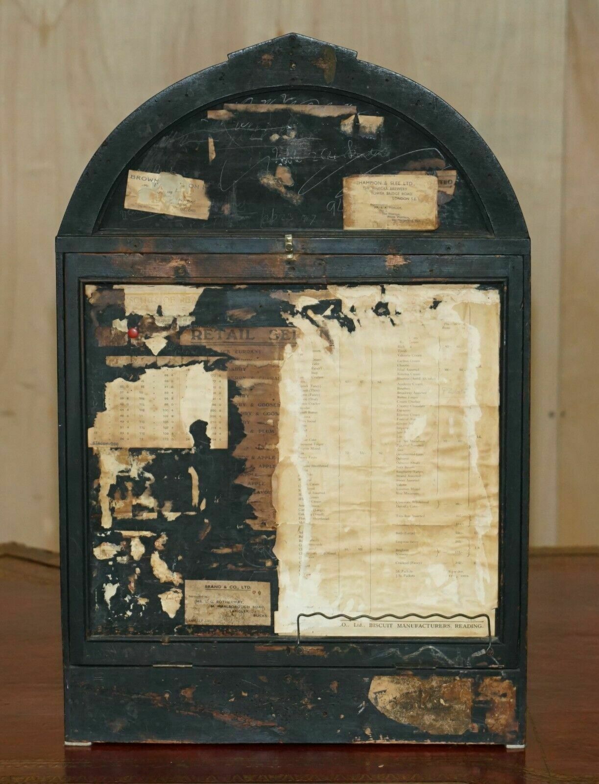 photo buy Unique Antique Victorian Fry's Chocolate Royal Crest Glass Display Case Cabinet