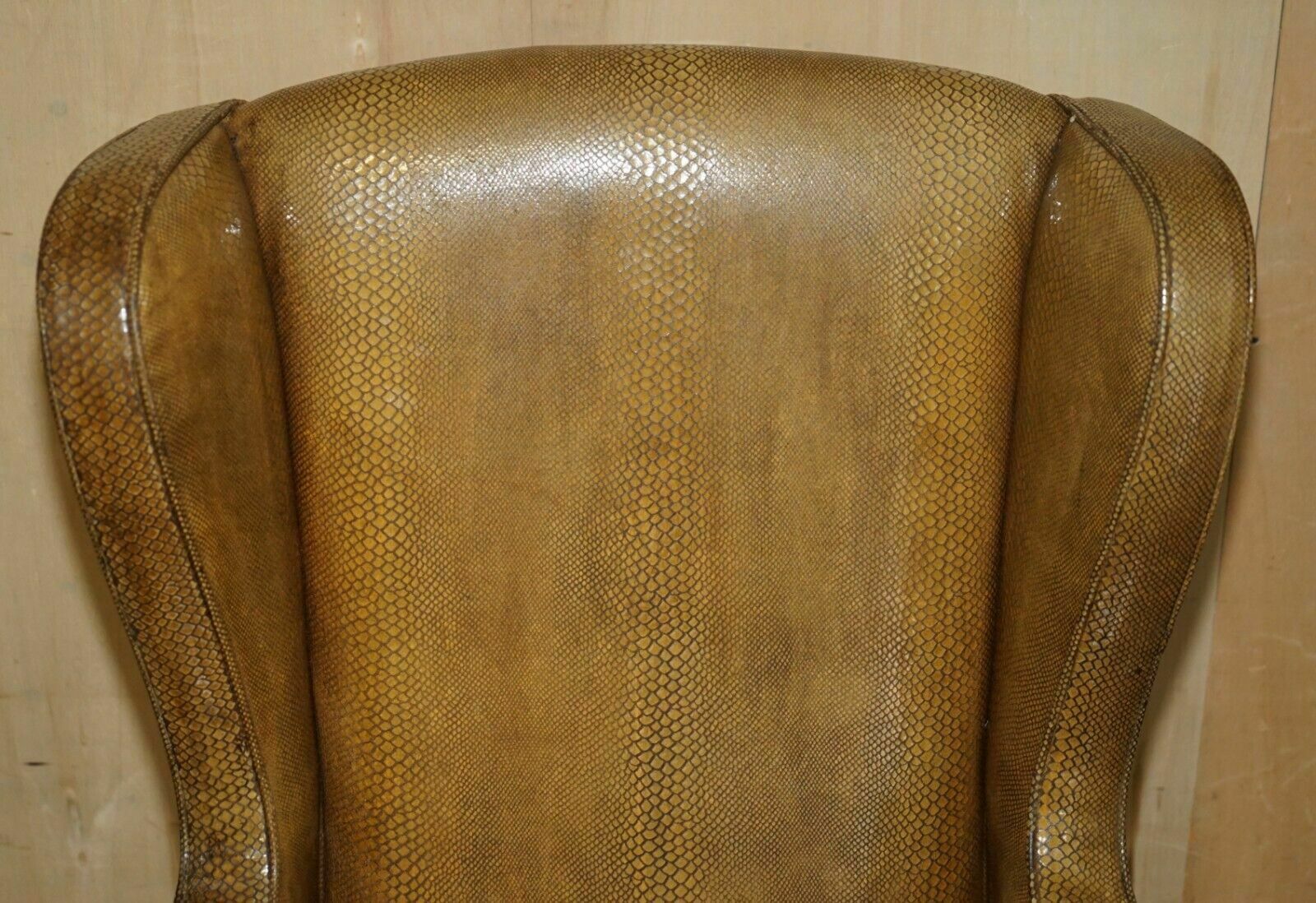 Exquisite Spanish Wingback Armchair With Alligator Crocodile Leather Upholstery photo Furniture