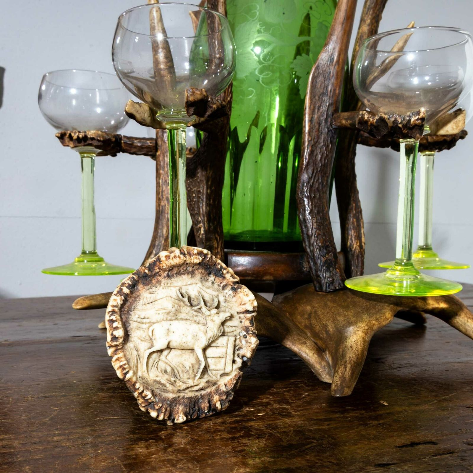 Glass Decanter In A Hunting Bottle Holder, Germany, Early 20th Century photo 3200.0