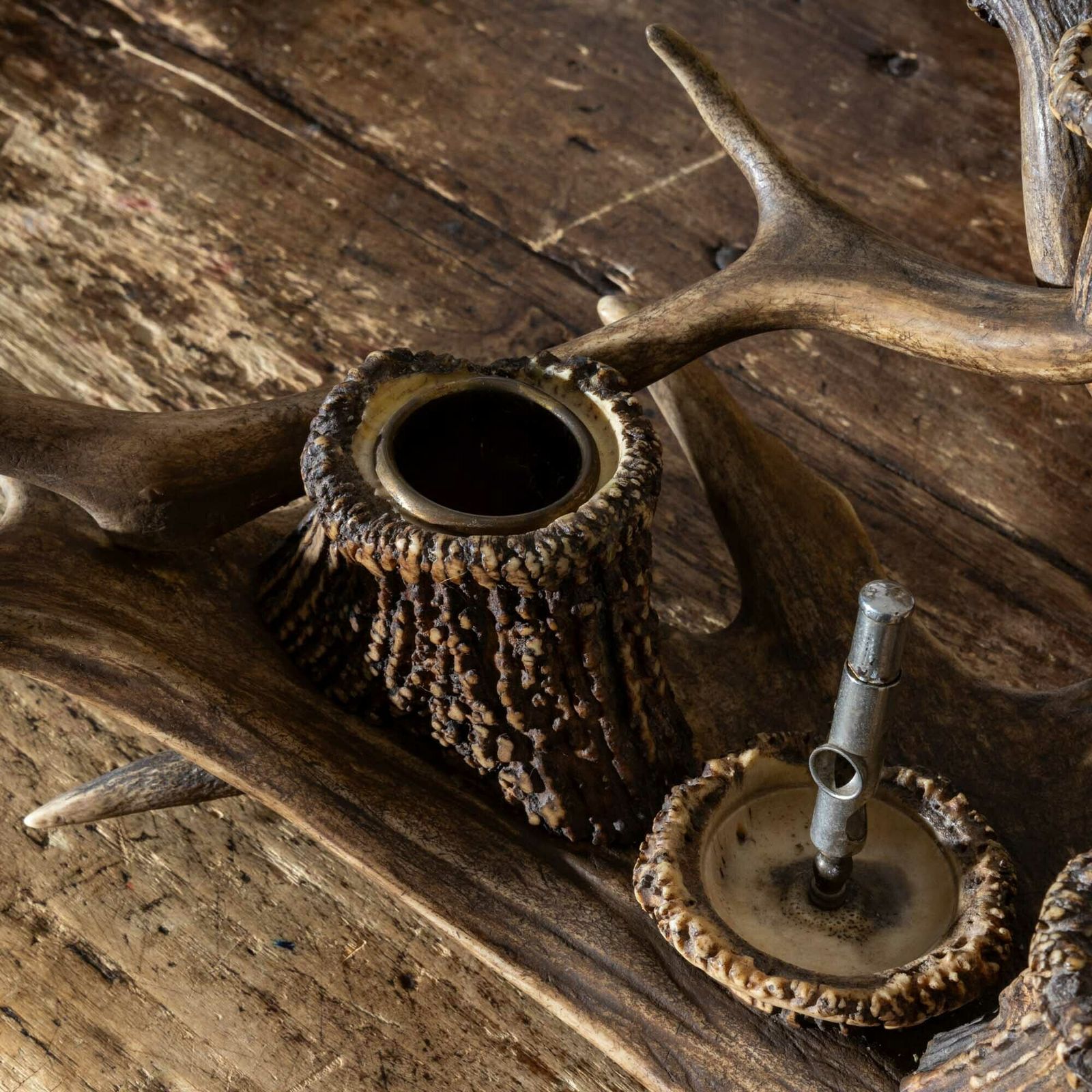 Smoking Desk Set With Antlers, Germany, Early 20th Century photo vinterior