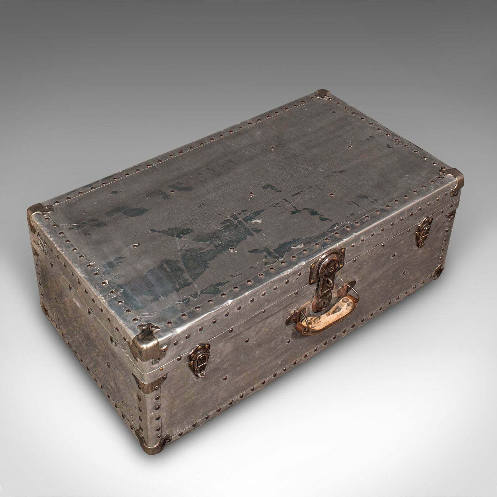 Large Antique Shipping Chest, Continental, Aluminium, Trunk, Edwardian, C.1910 photo buy