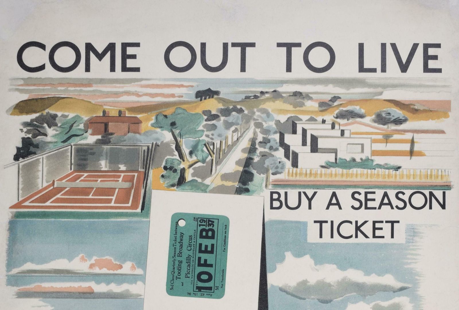 Paul Nash Come Out To Live Original Vintage Poster By Paul Nash 1930s Transport For London 1936 photo furniture