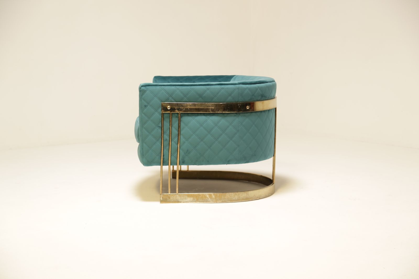 photo furniture Mid Century Upholstered Teal Velvet Tub Chair