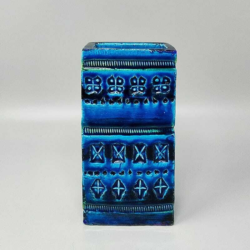 1960s Stunning Vase By Aldo Londi For Bitossi "Blue Rimini Collection" photo for sale