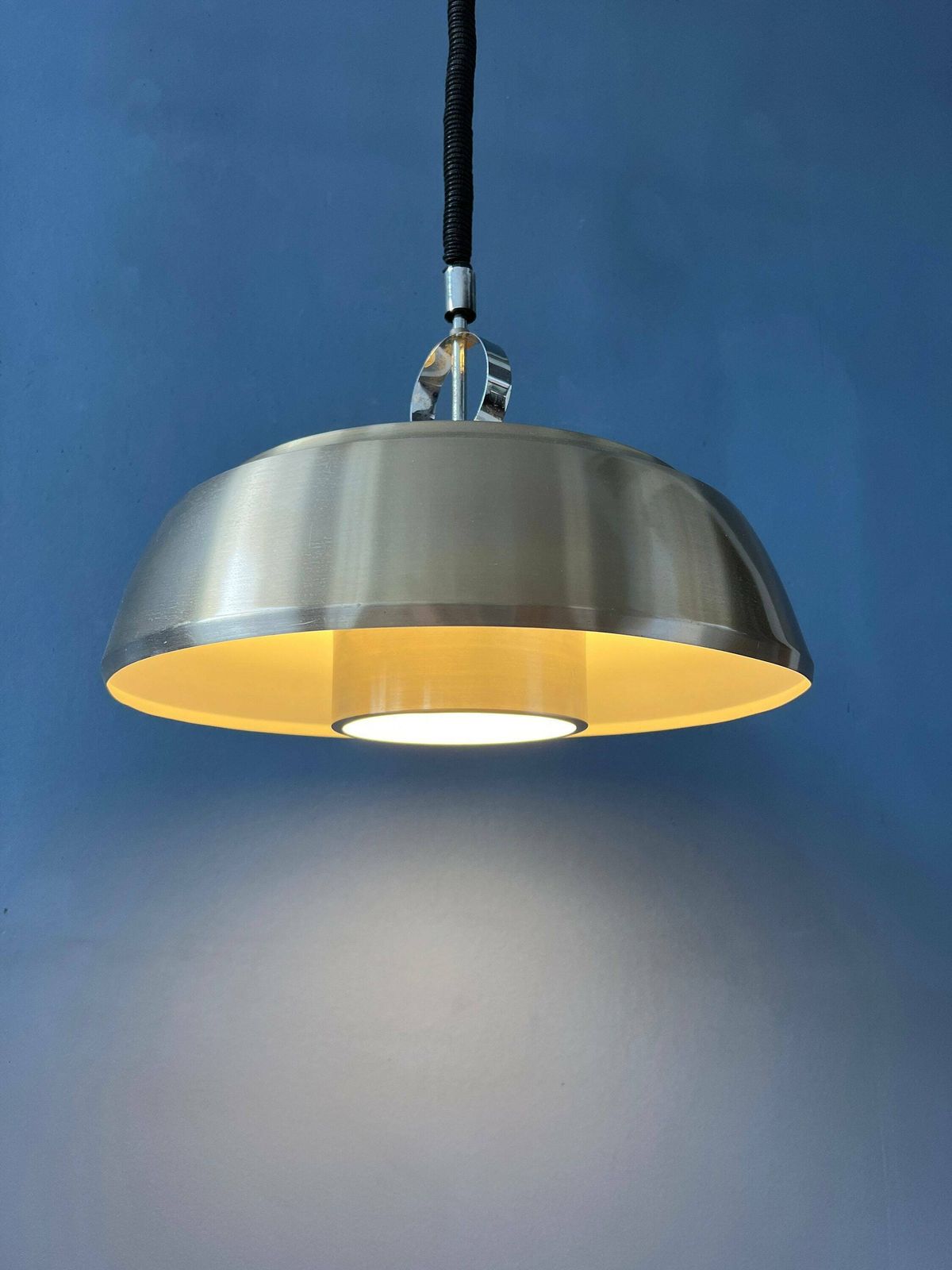 Mid Century Aluminium Pendant Lamp With Orange Lacquer photo furniture