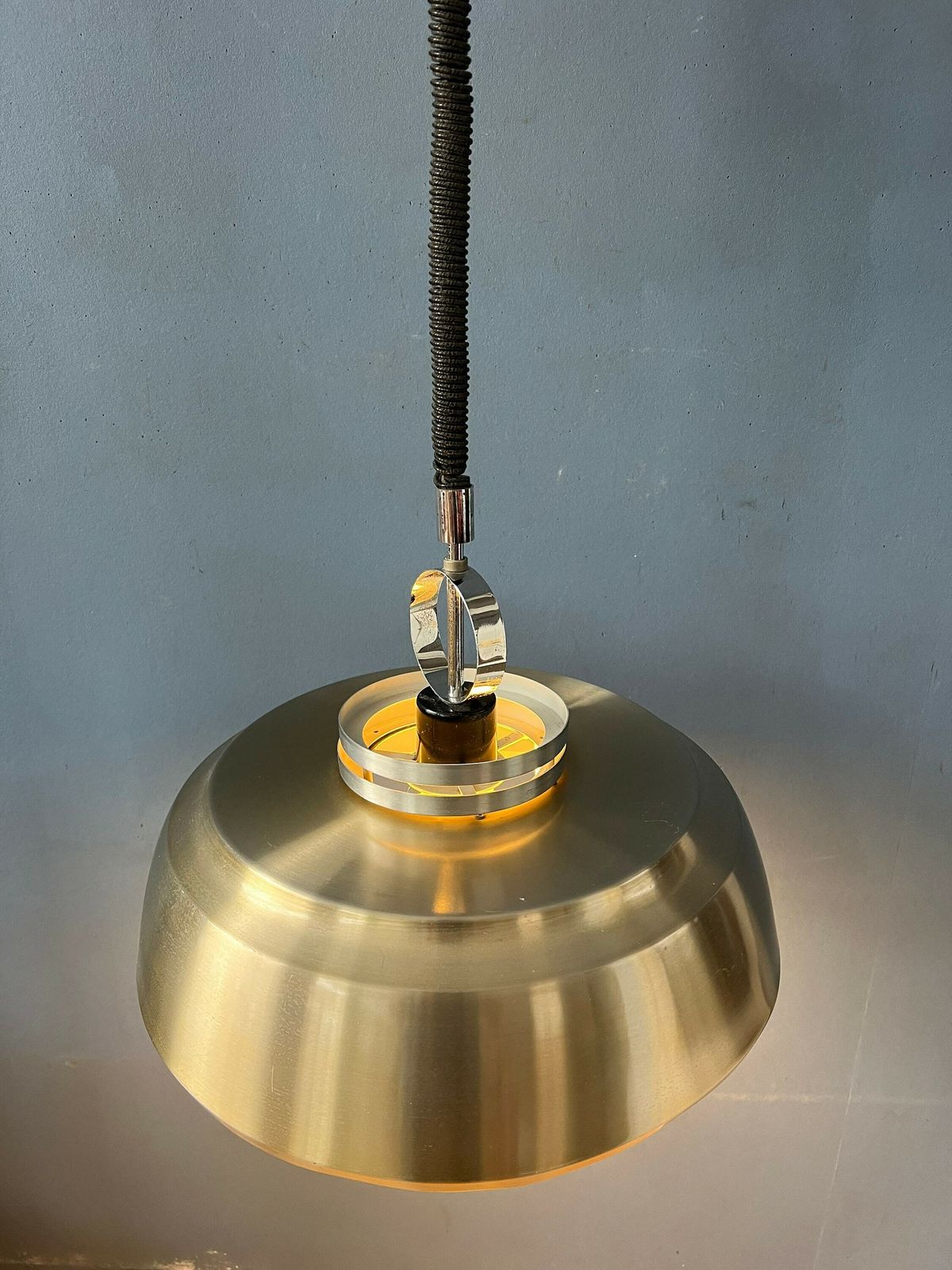 Mid Century Aluminium Pendant Lamp With Orange Lacquer photo 262.0