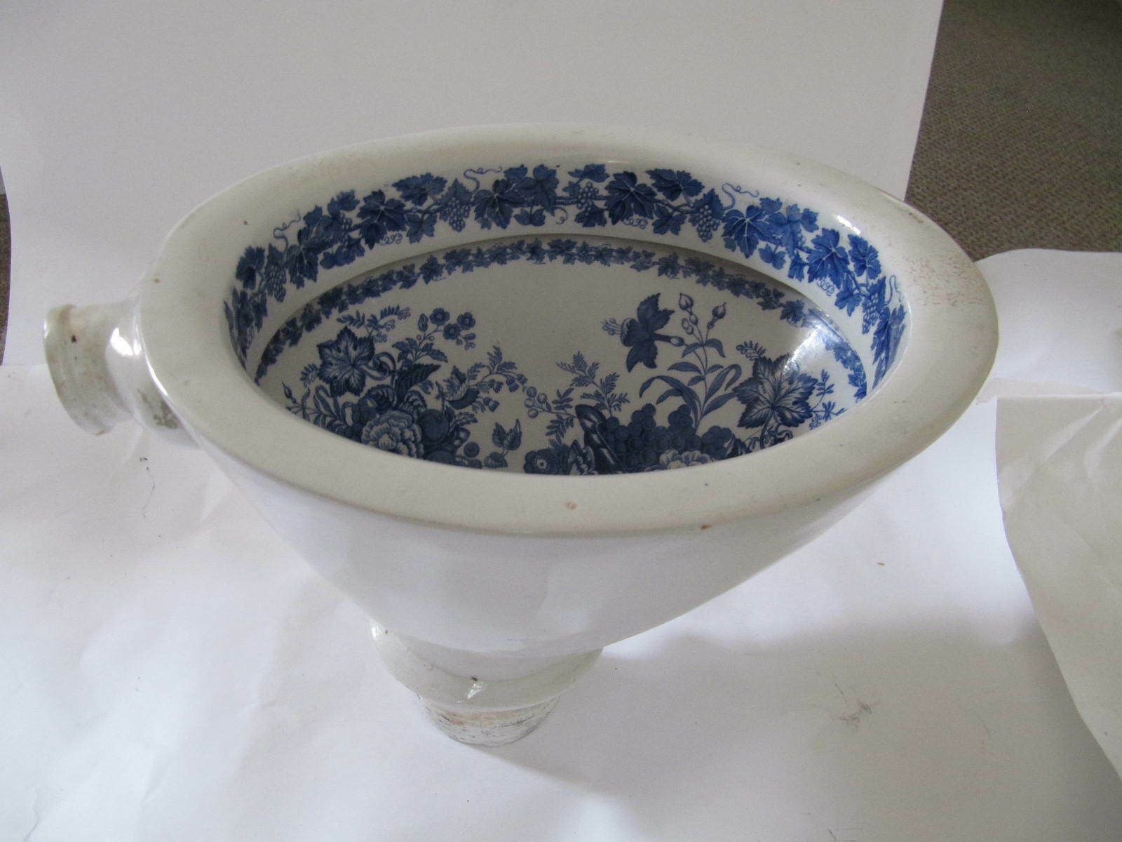 Early 19th Century Blue Ornate Decorated Toilet Bowl