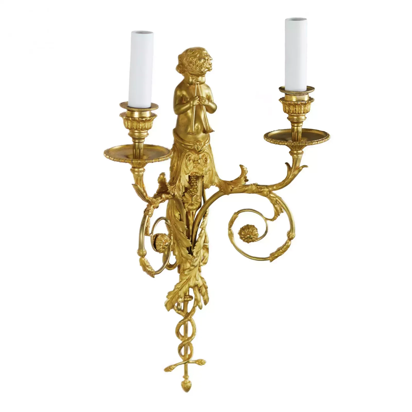 Pair Of French Gilt Bronze Sconces, Louis XVI Style, 19th Century. photo for sale