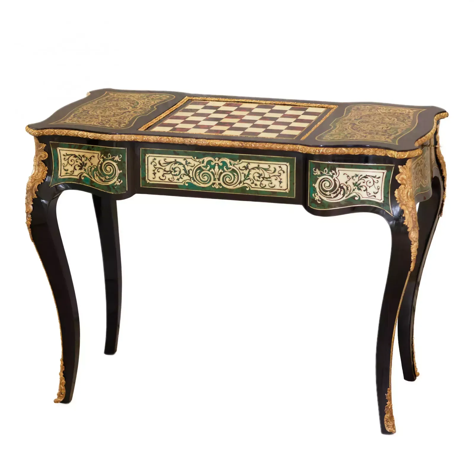 Game Chess Table In Boulle Style. France. Turn Of The 19th 20th Century. photo vintage