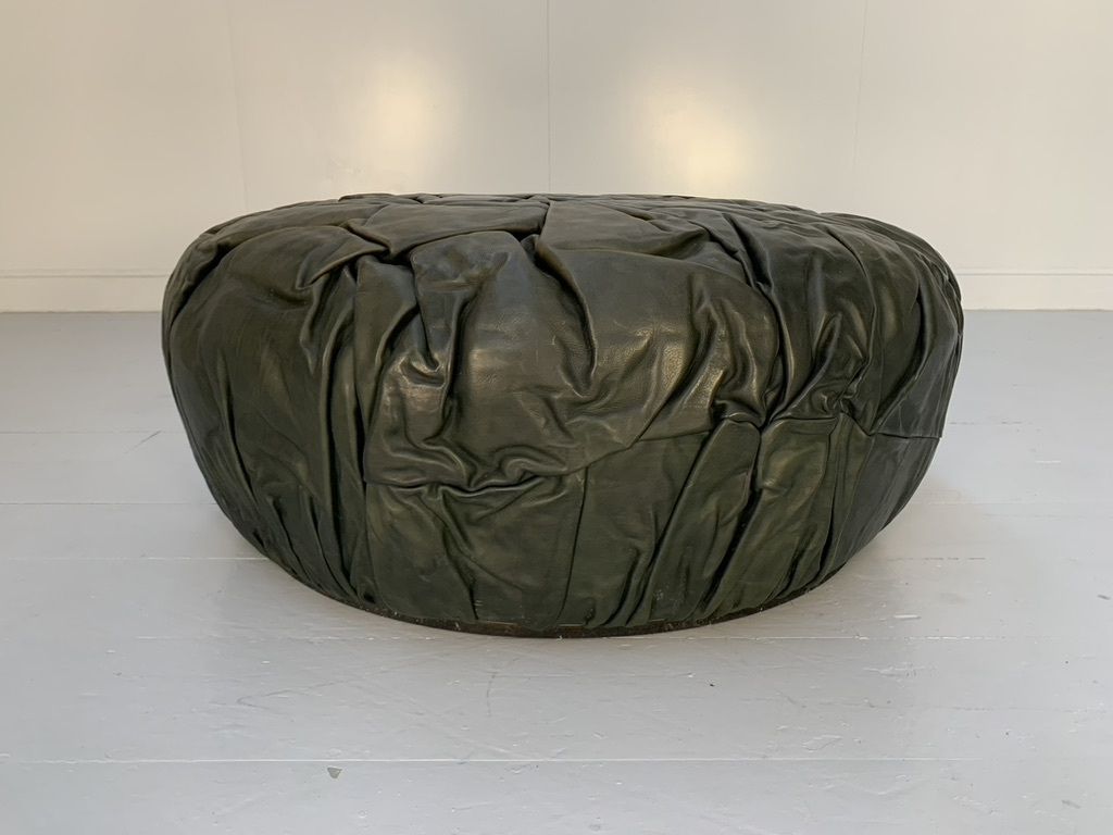 Pair Of Baxter “Brain” Large Ottoman Footstool Pouf – In Dark Grey Leather photo for sale