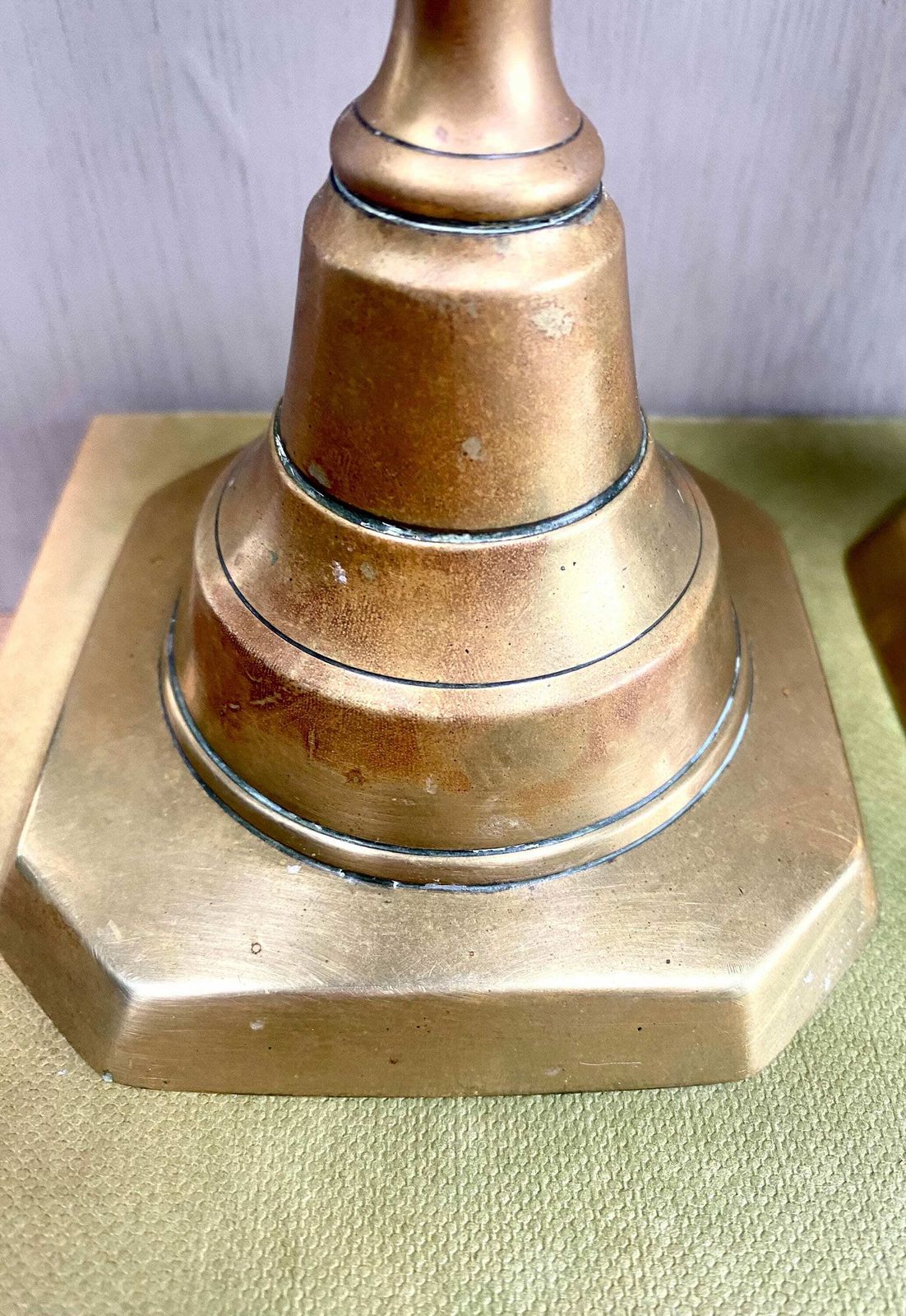 Pair Of Antique Victorian Brass Candlesticks. Tableware. Wedding Gift. photo vinterior